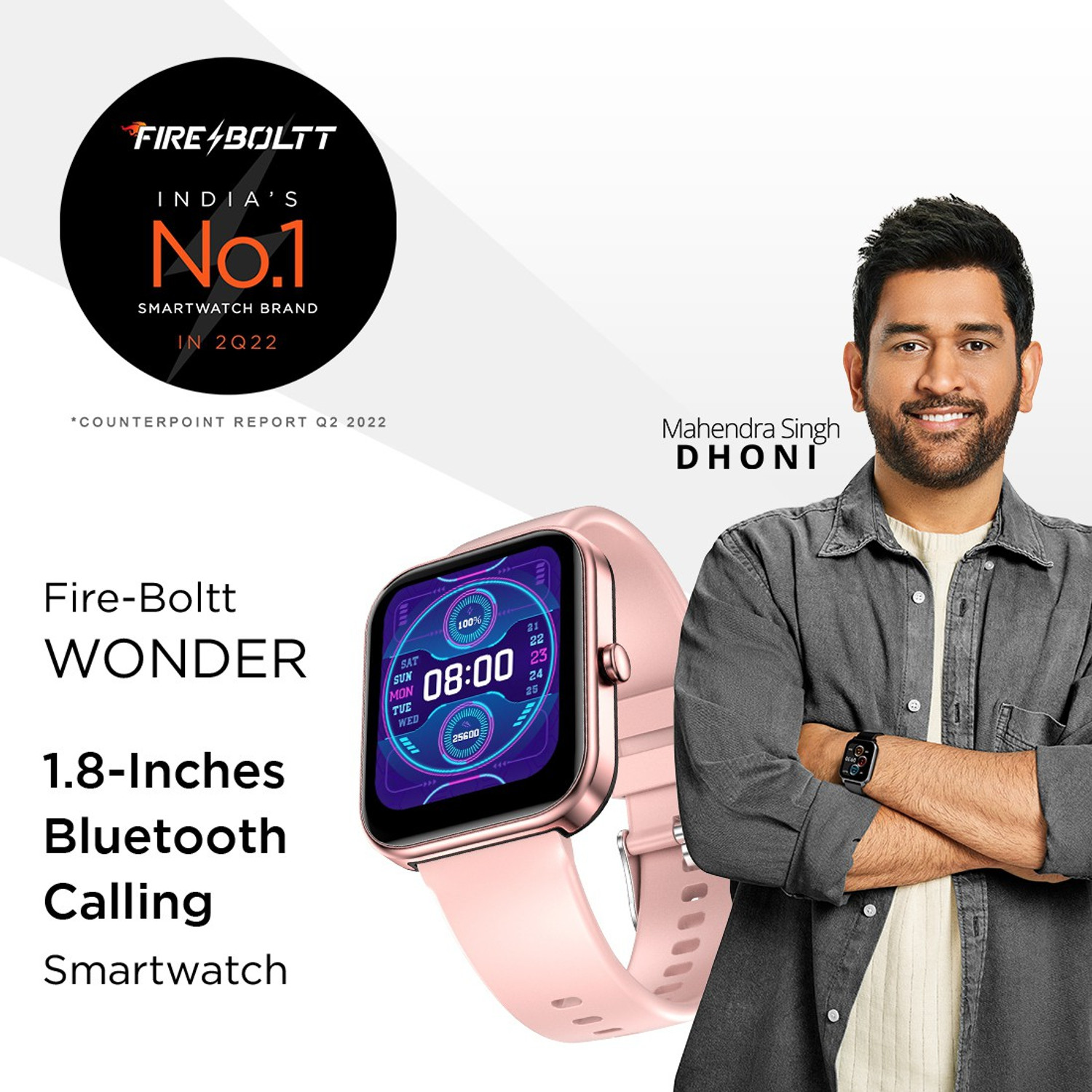 Image of Fire-Boltt Wonder 45.7mm (1.8) Bluetooth Calling with AI Voice Assistant Smartwatch
