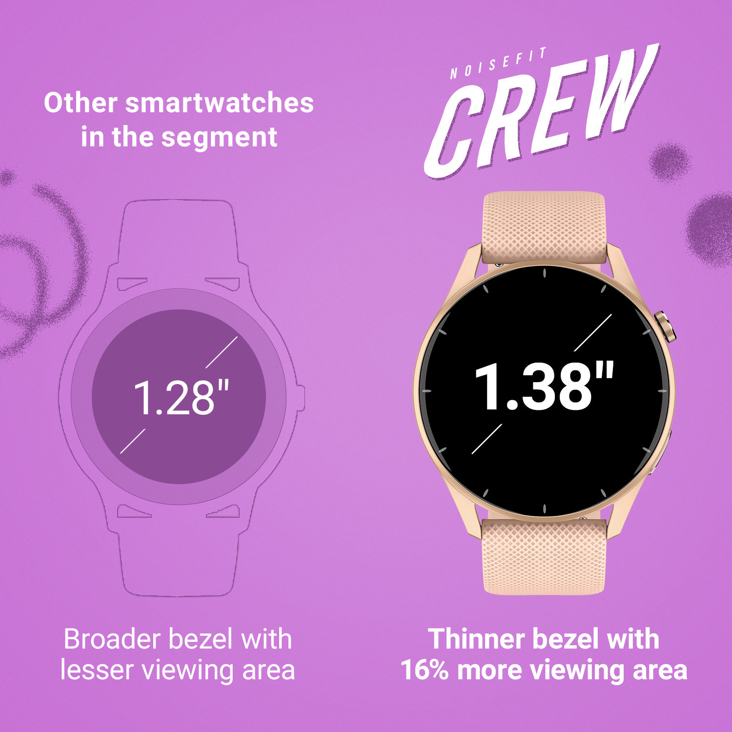 Image of Noise Crew 1.38 Round Display with Bluetooth Calling, Metallic finish, IP68 Rating Smartwatch