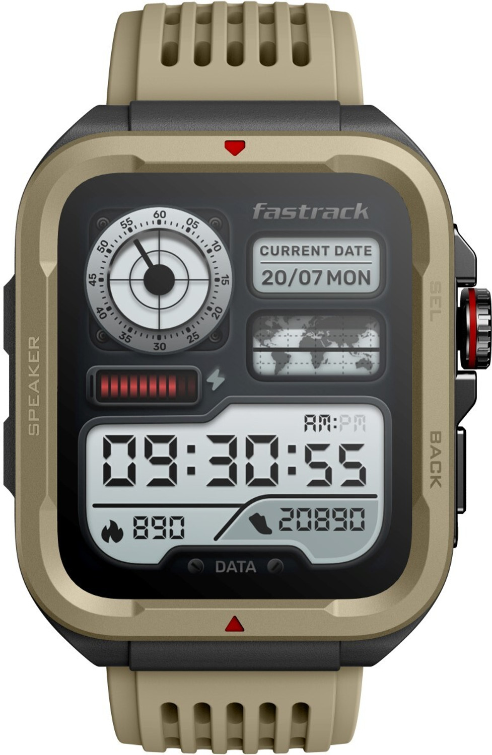 Fastrack Active 1.83" HD Display,Functional Crown,BT Calling with Advanced Chipset Rugged Smartwatch