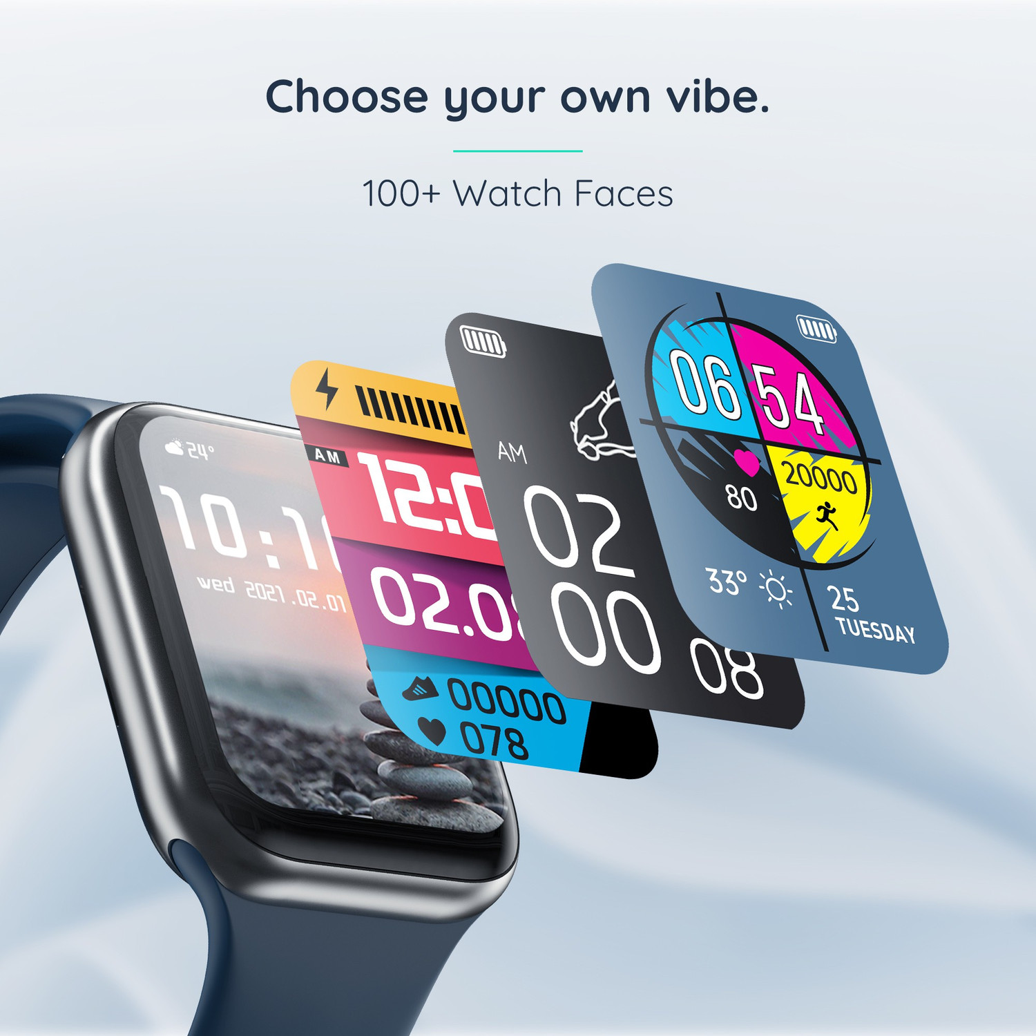 Image of Pebble Frost 1.87'' BT Calling with 2.5D Curved HD Display, AI Voice Assisst Smartwatch