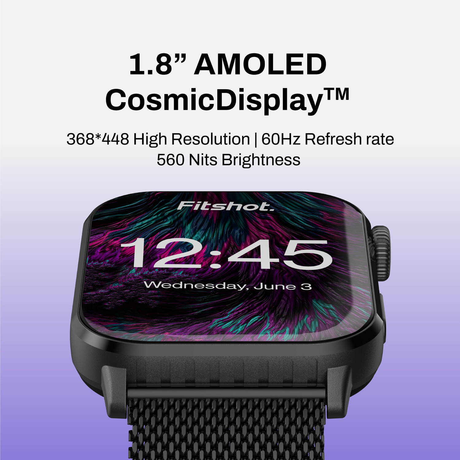 Image of Fitshot Crystal 1.8inch AMOLED Display with bluetooth calling 560 nits brightness Smartwatch