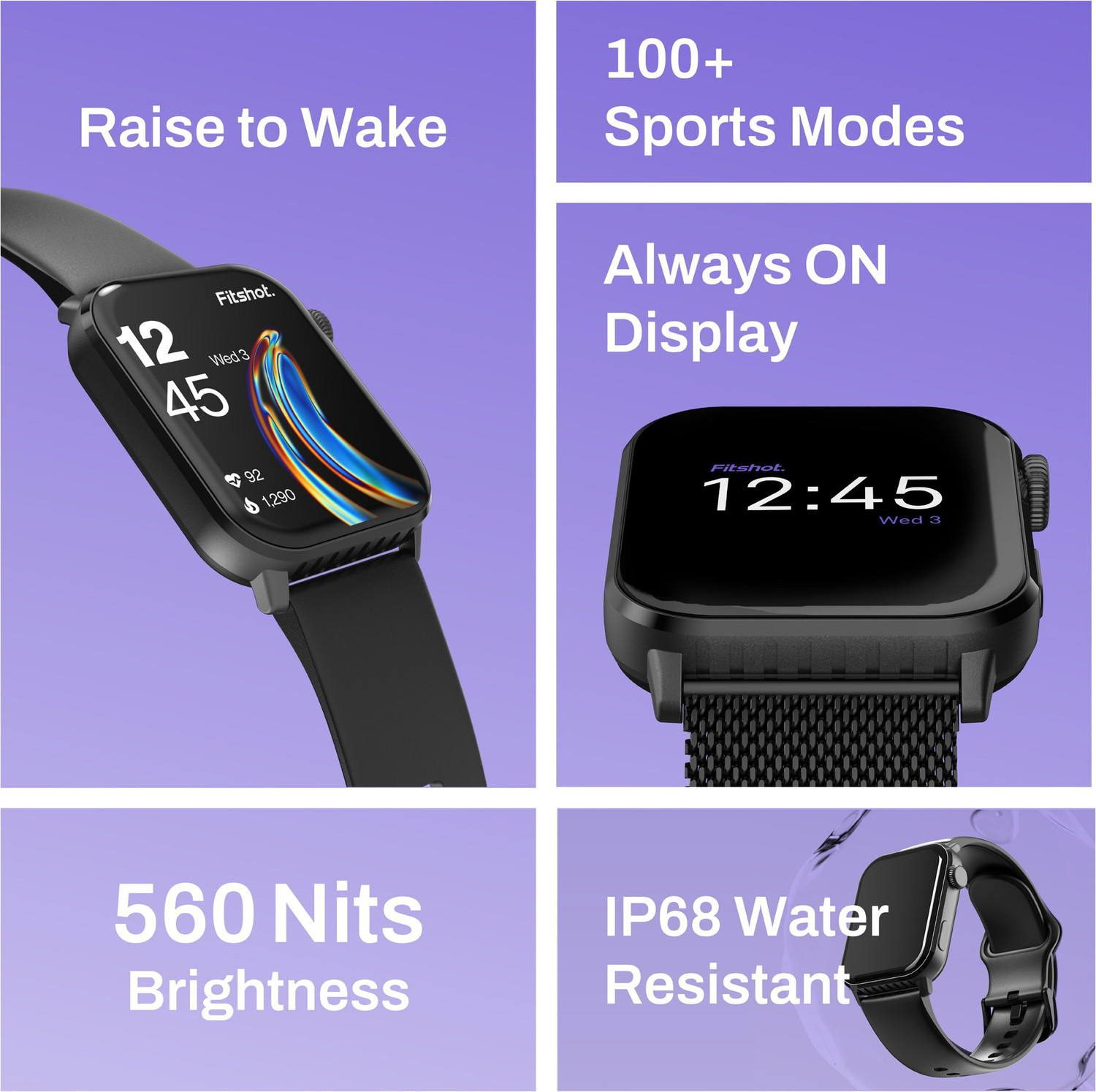 Image of Fitshot Crystal 1.8inch AMOLED Display with bluetooth calling 560 nits brightness Smartwatch