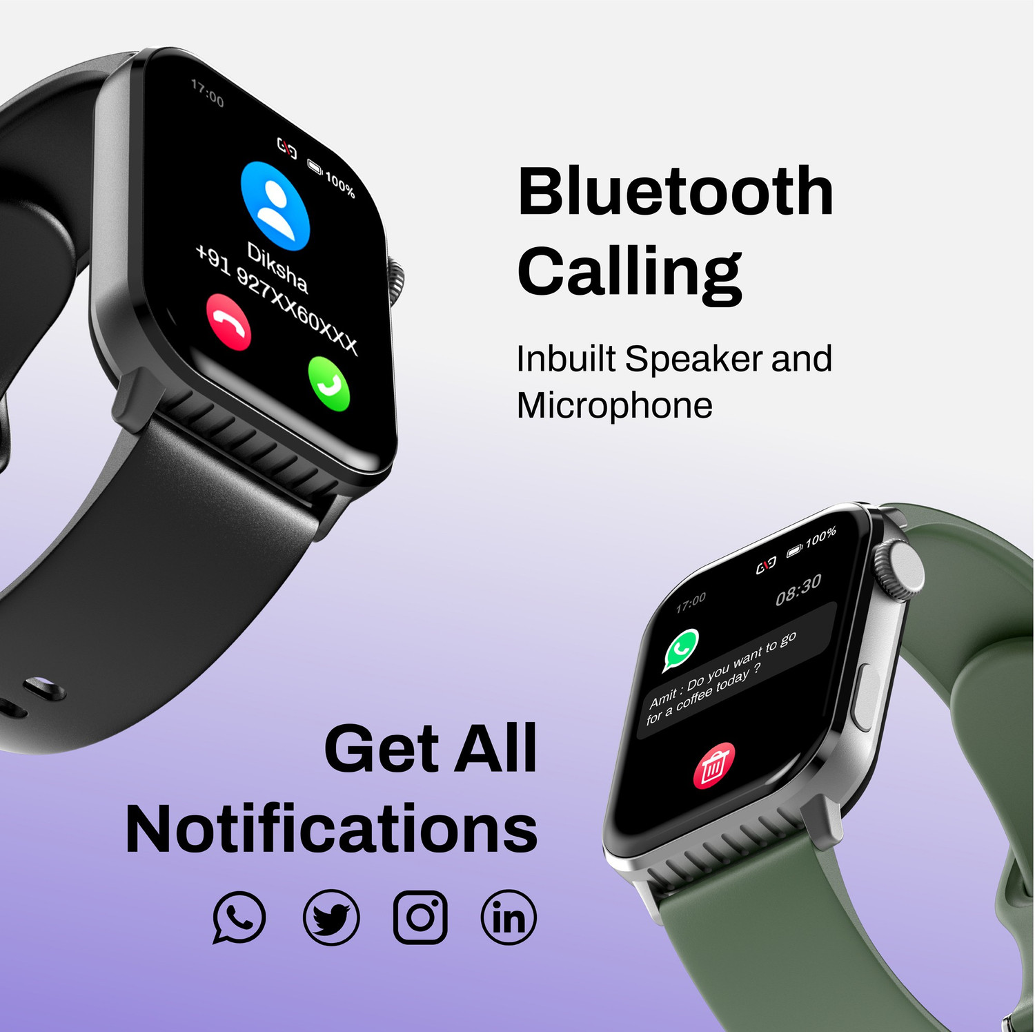 Image of Fitshot Crystal 1.8inch AMOLED Display with bluetooth calling 560 nits brightness Smartwatch