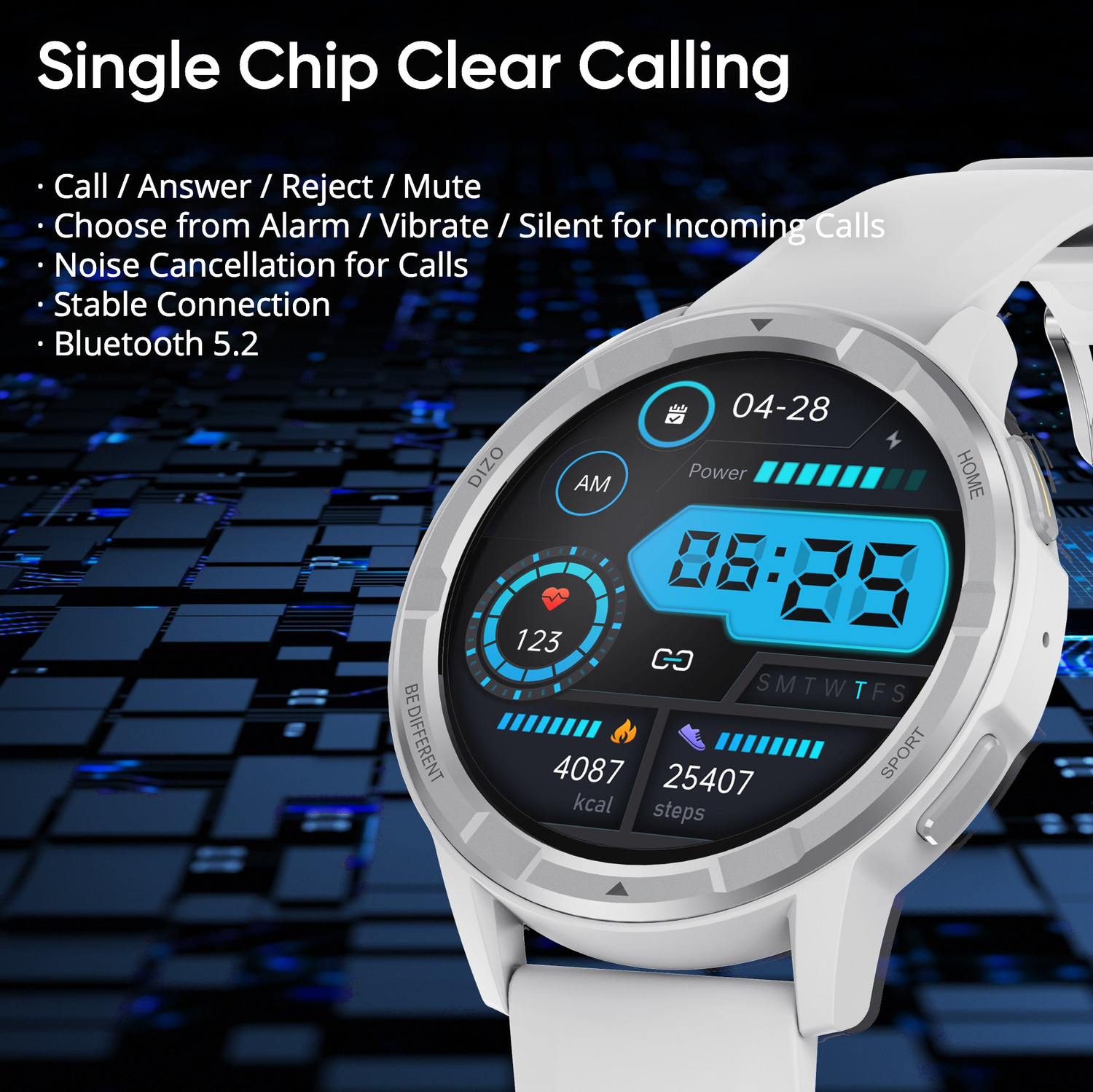 Image of DIZO Watch R Talk Go, 1.39 inch, 550nits display, 10 day battery (by realme TechLife) (White Strap, Free Size)