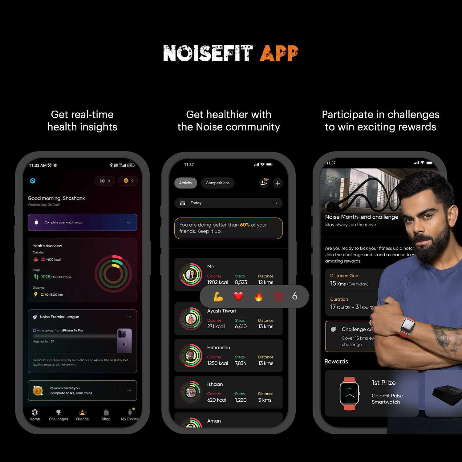 Image of Noise Force Plus 1.46'' AMOLED Always-On Display with Bluetooth Calling, Rugged Build Smartwatch
