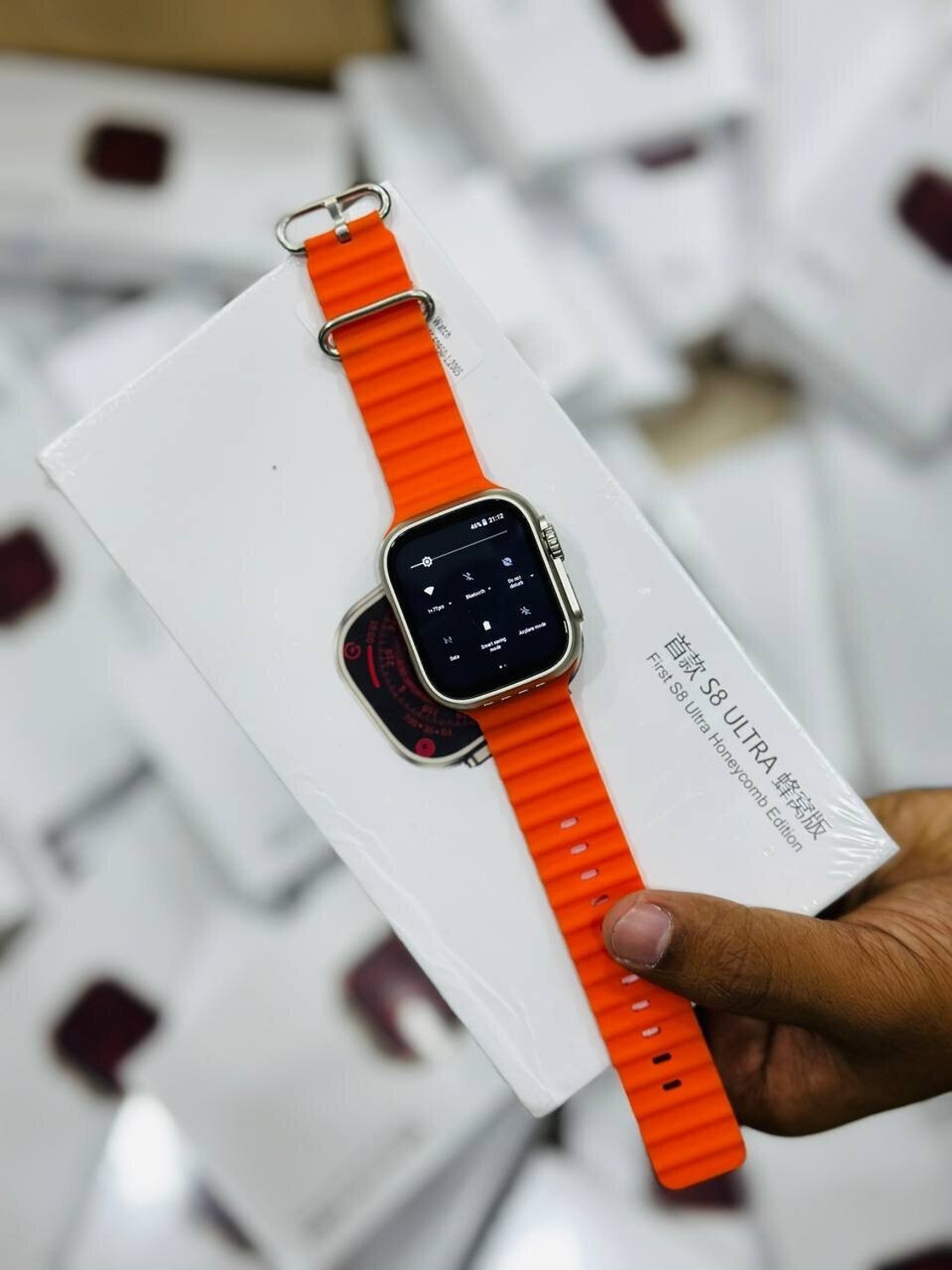 Image of OTUR S8 Ultra 4G Sim Card Smartwatch 03 Smartwatch (Orange Strap, Free Size)