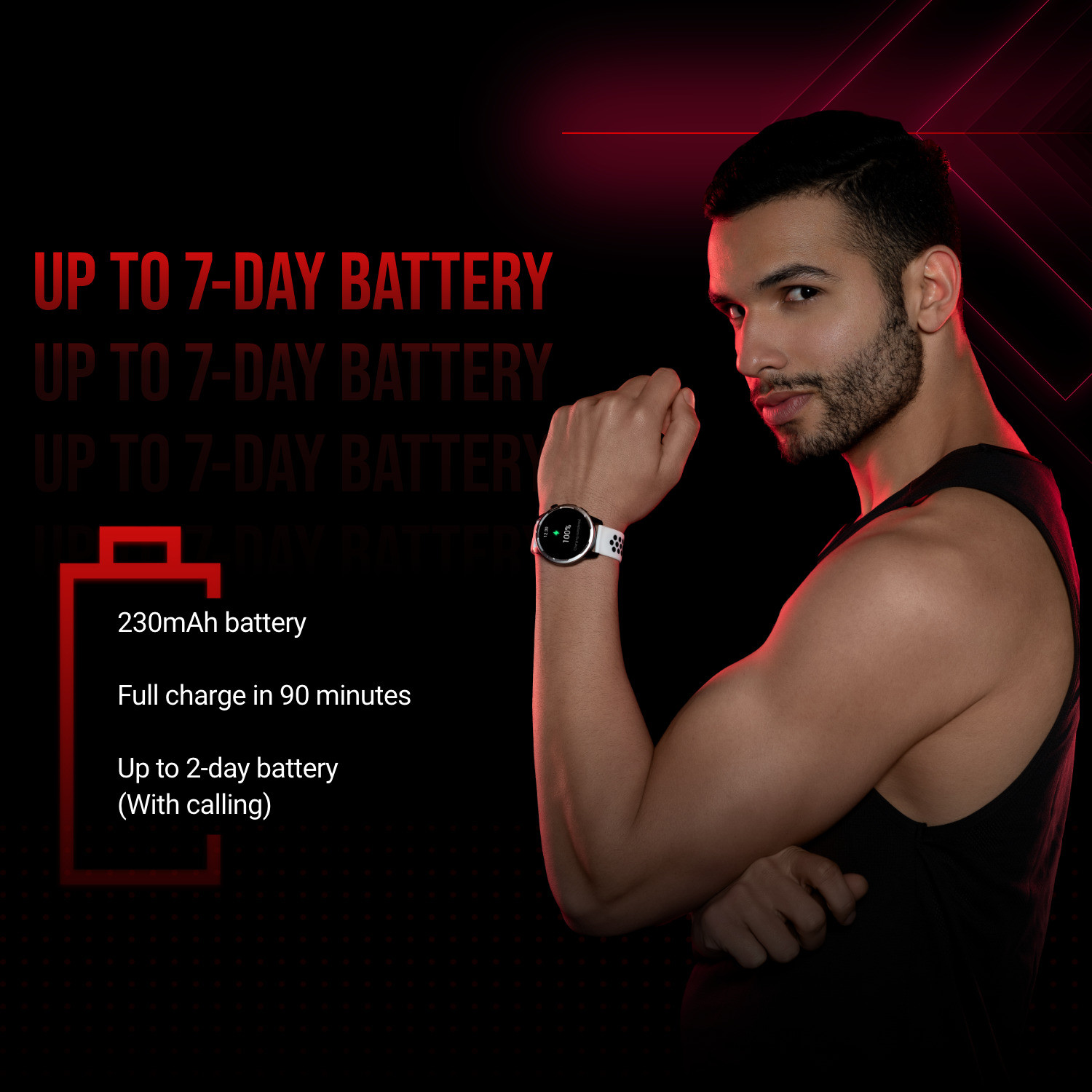 Image of Noise Bounce by Hrithik Roshan, 1.39 inch Round ,100+ Sports Modes, Dual Tone Strap Smartwatch