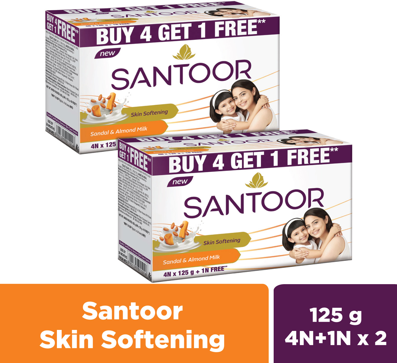 Santoor Sandal & Almond Milk Soap 5x125g Pack of 2 – 17% Off