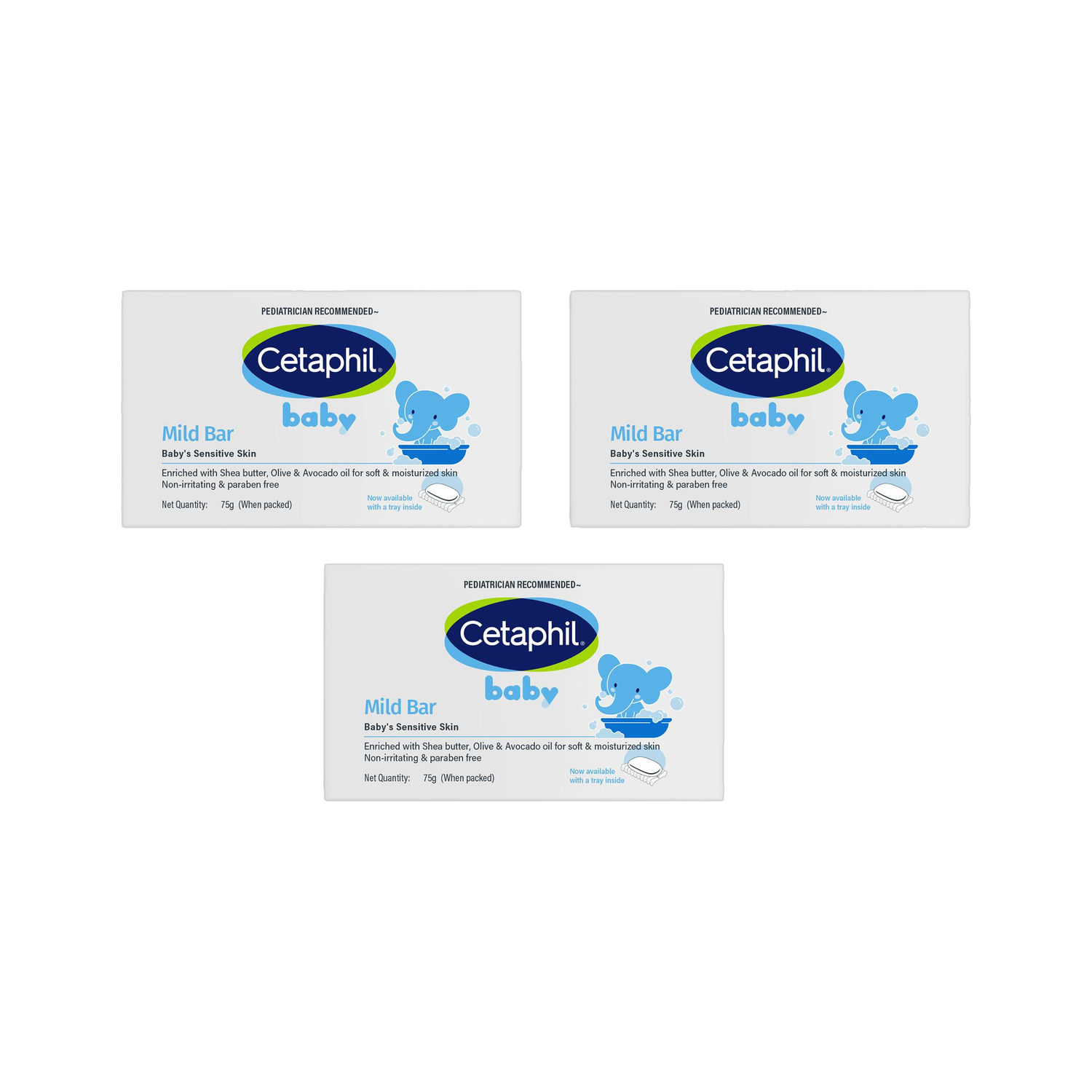 Cetaphil Baby Mild Bar for Face and Body-Pack of 3, 75g