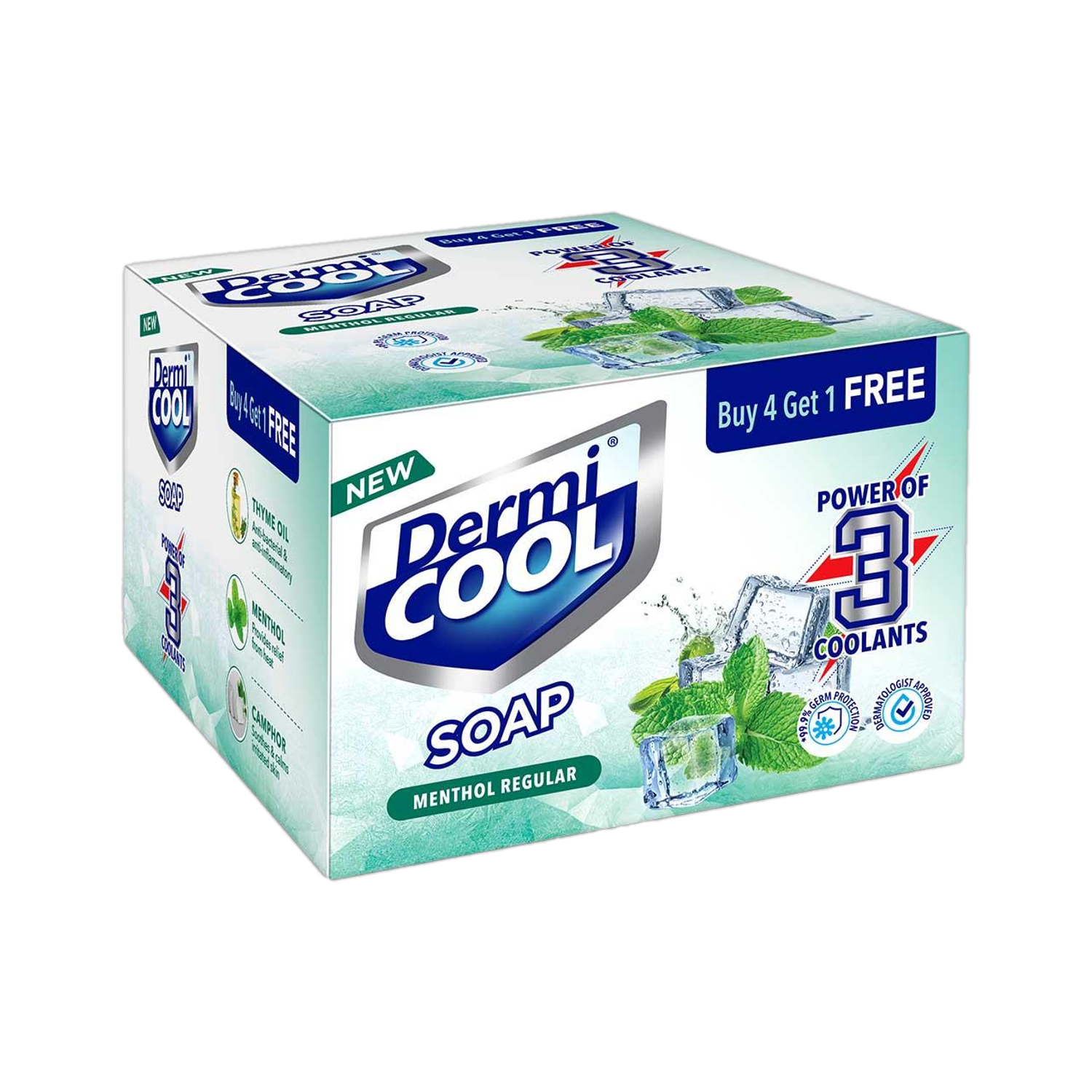 Dermicool Soap With The Power Of 3 Coolants | 125 GM Each | Pack of 5