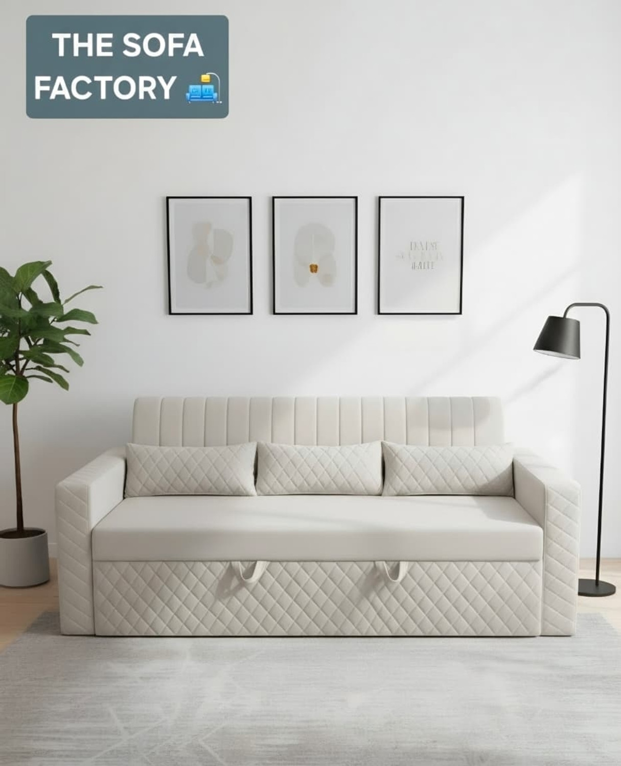 Image of Dr Smith Sofa Cum Bed with Armrest, Velvet Fabric Couch for Living Room 3 Seater Single Foam Fold Out Sofa Cum Bed (Finish Color - Black Delivery Condition - Pre-assembled)