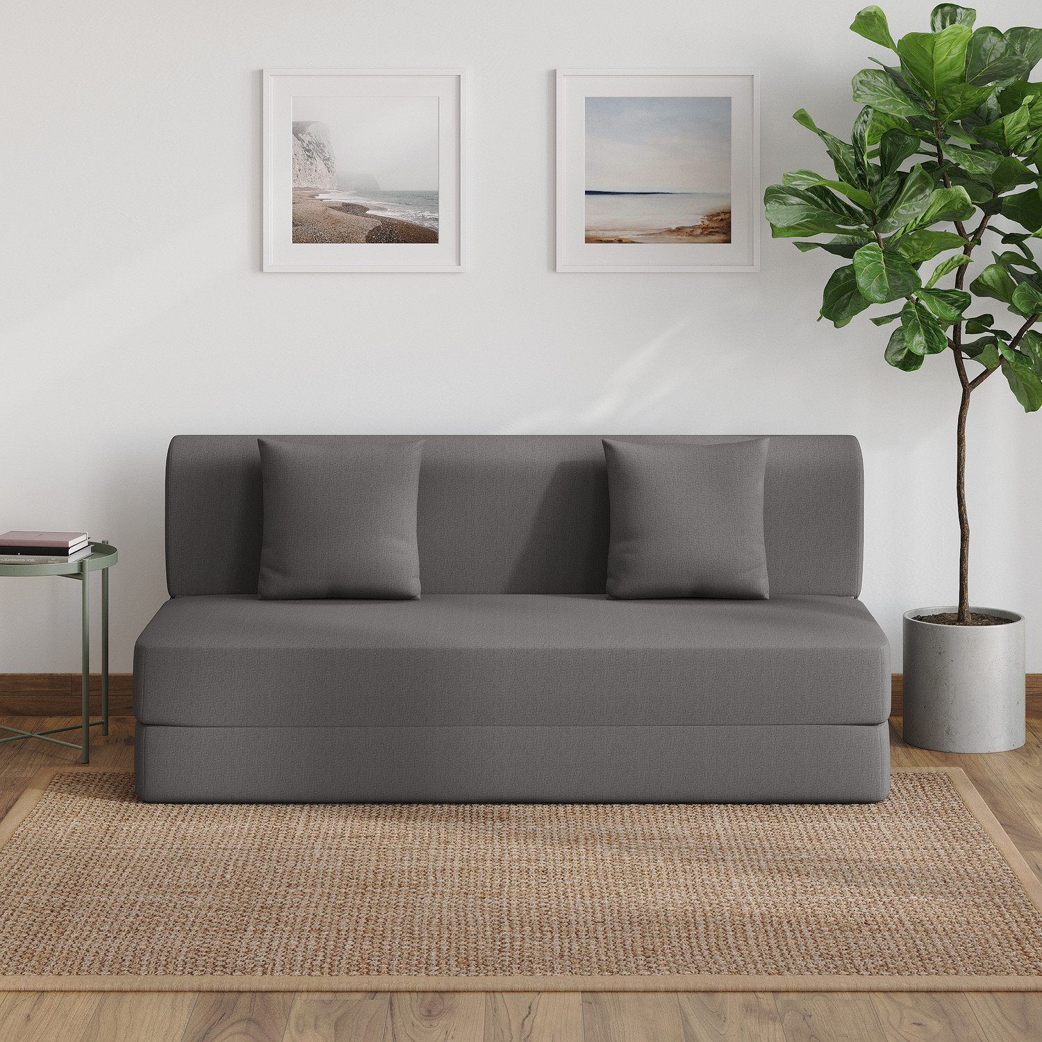 Image of Dr Smith Sofa Cum Bed with Armrest, Velvet Fabric Couch for Living Room 3 Seater Single Foam Fold Out Sofa Cum Bed (Finish Color - Black Delivery Condition - Pre-assembled)