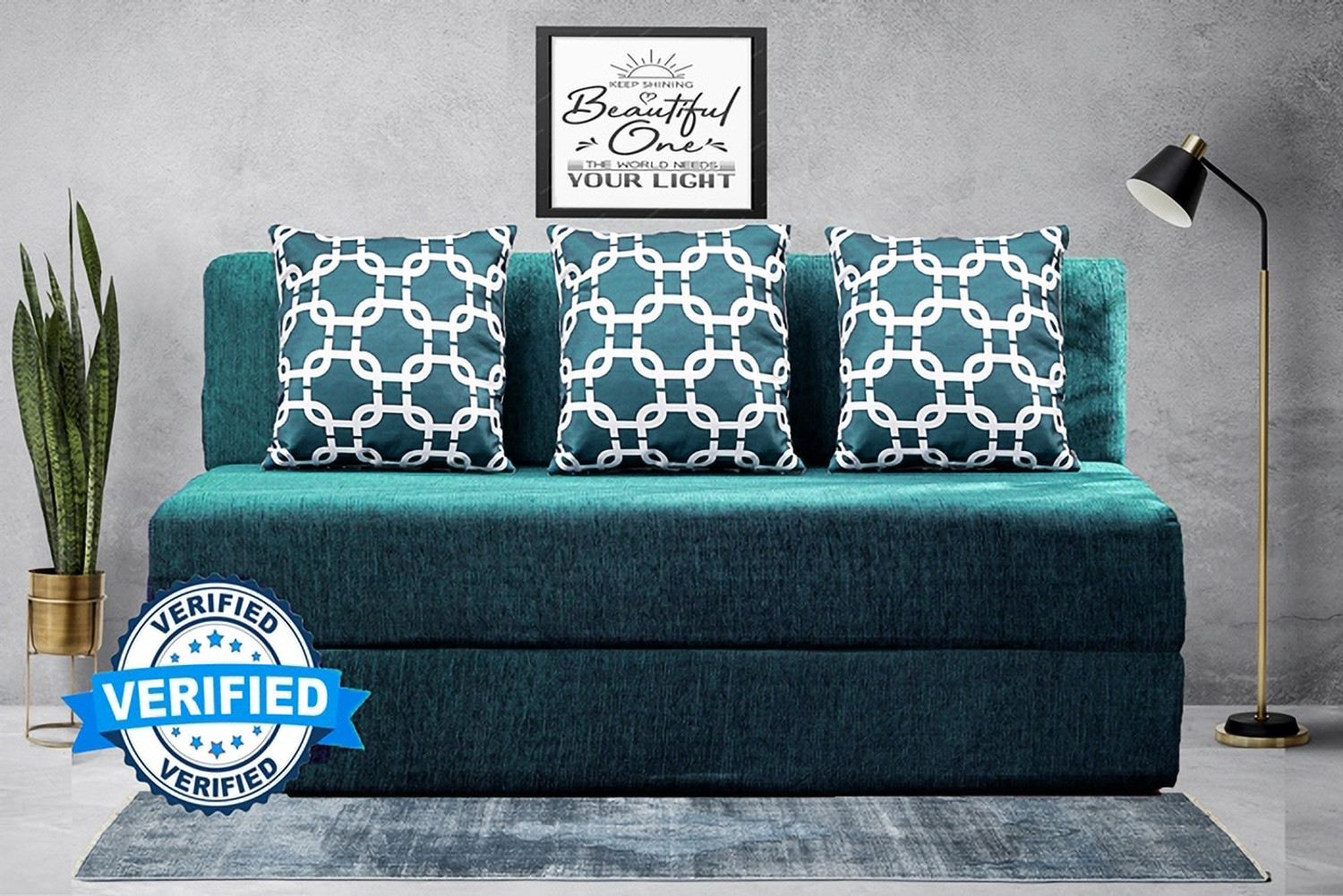 Image of Dr Smith Sofa Cum Bed with Armrest, Velvet Fabric Couch for Living Room 3 Seater Single Foam Fold Out Sofa Cum Bed (Finish Color - Brown Delivery Condition - Pre-assembled)