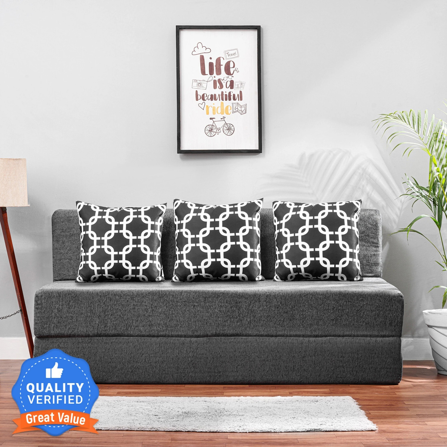 Image of Torque Franco 4 Seater Fabric L Shape Sofa for Living Room - (Right Side, Blue) Fabric 4 Seater Sofa (Finish Color - Blue, DIY(Do-It-Yourself))