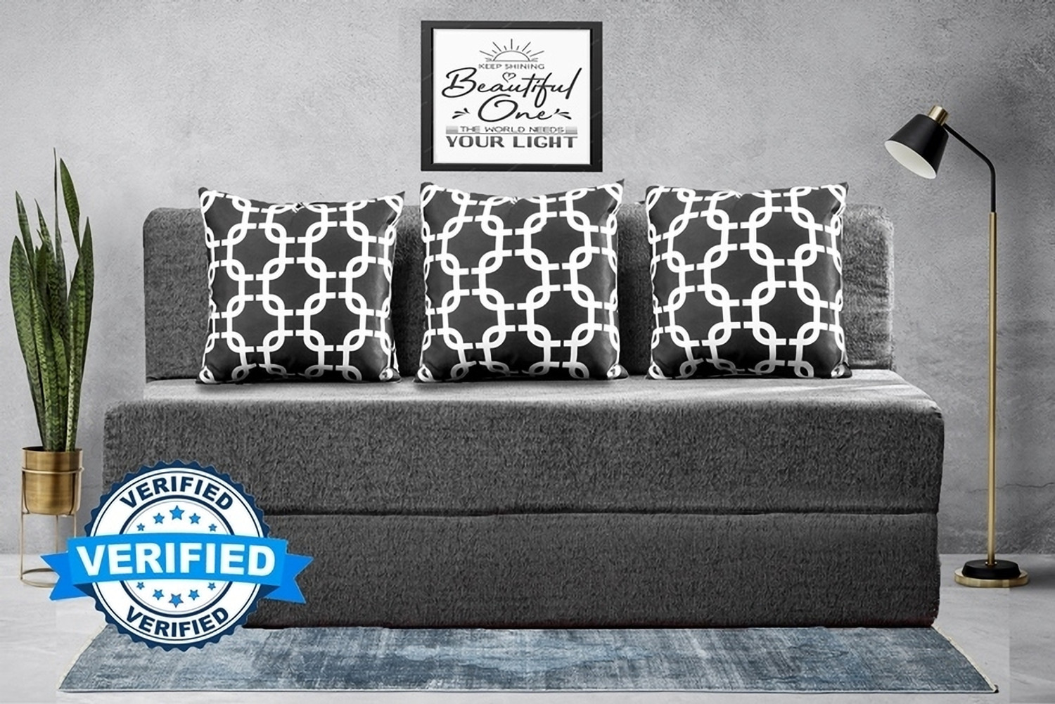 Image of Dr Smith Sofa Cum Bed with Armrest, Velvet Fabric Couch for Living Room 3 Seater Single Foam Fold Out Sofa Cum Bed (Finish Color - Brown Delivery Condition - Pre-assembled)