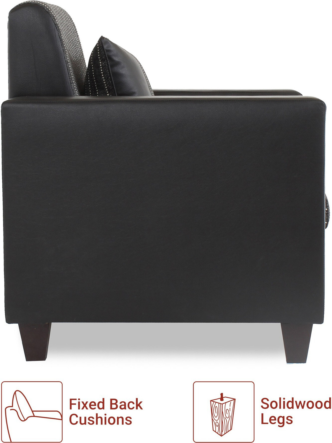 Image of Flipkart Perfect Homes Crete Leatherette and Fabric 1 Seater Sofa