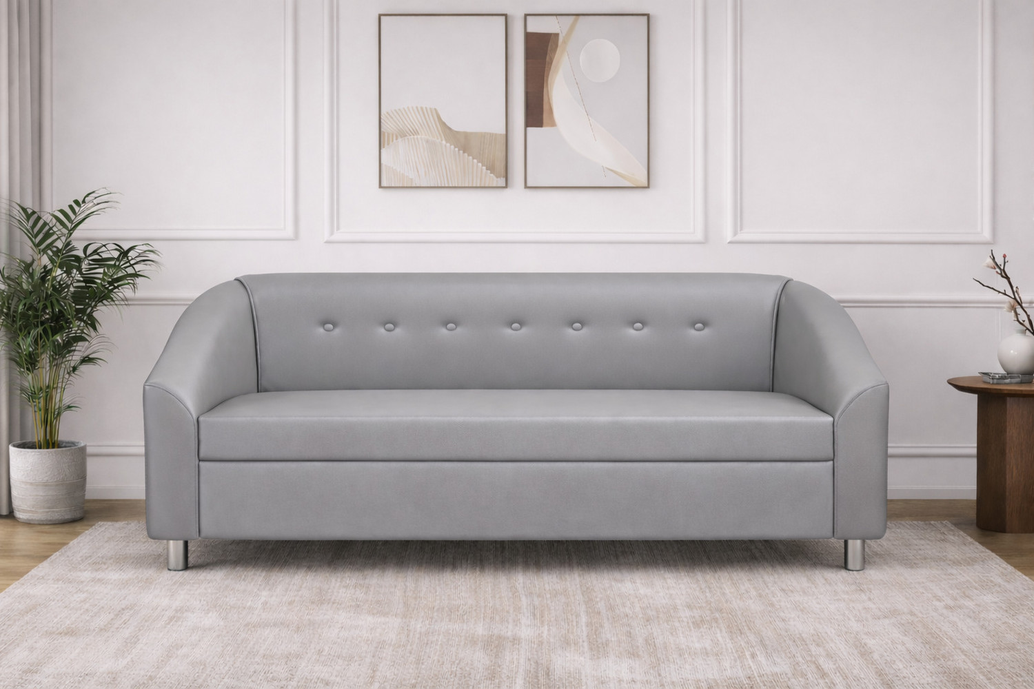 Image of RM HOME Fabric 2 Seater Sofa (Finish Color - Grey, DIY(Do-It-Yourself))