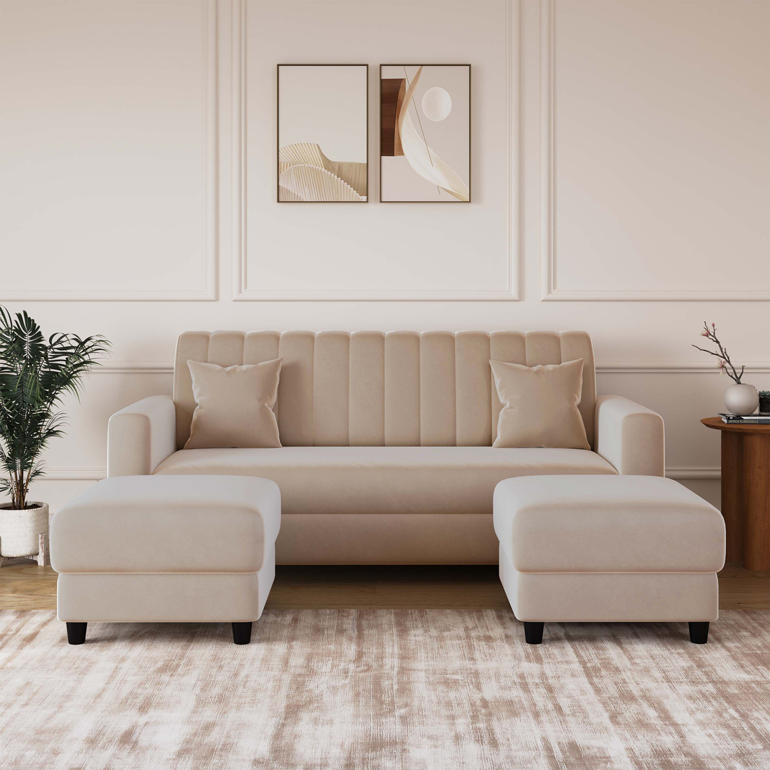Image of RM HOME Fabric 2 Seater Sofa (Finish Color - Grey, DIY(Do-It-Yourself))