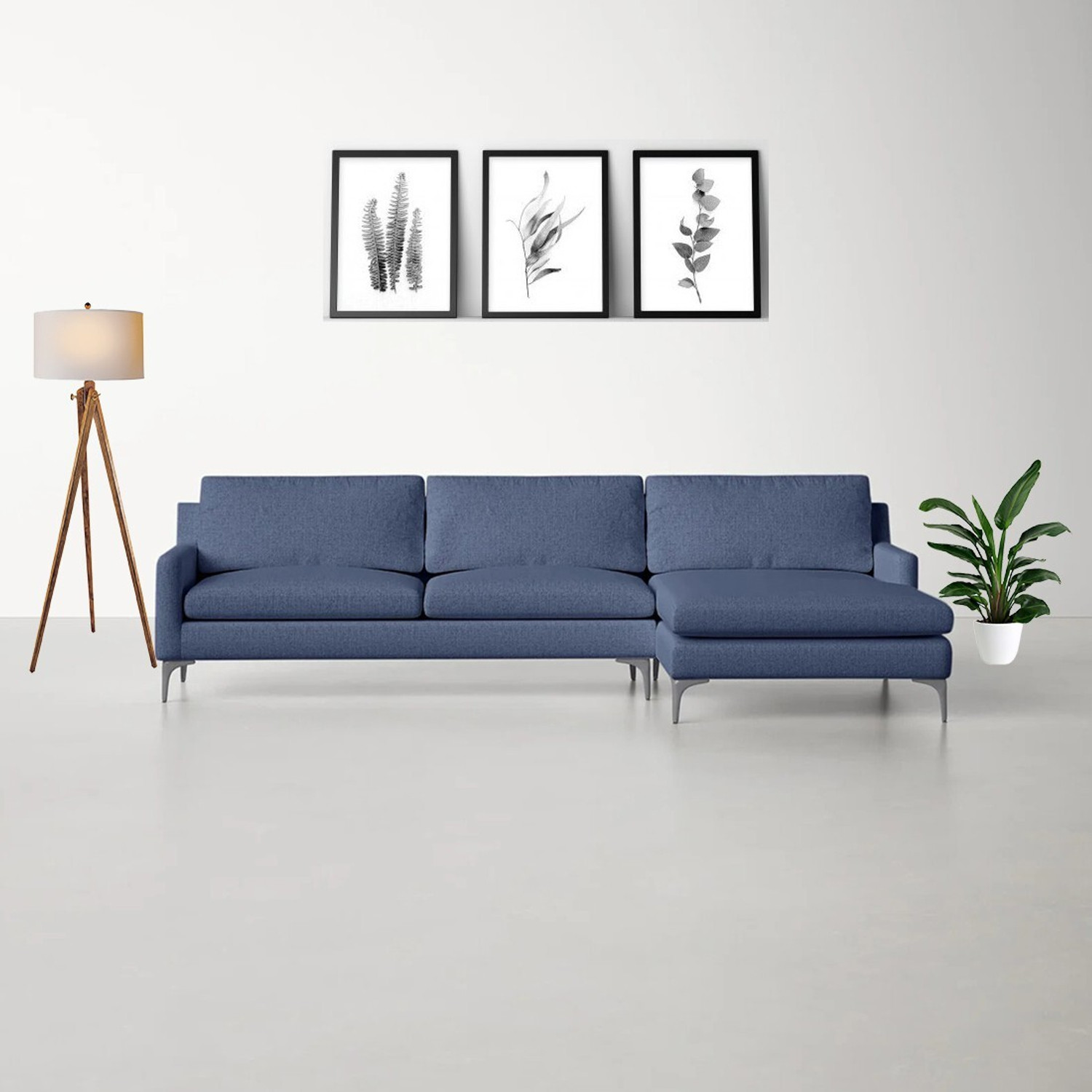 Image of Torque Franco 4 Seater Fabric L Shape Sofa for Living Room - (Right Side, Blue) Fabric 4 Seater Sofa (Finish Color - Blue, DIY(Do-It-Yourself))