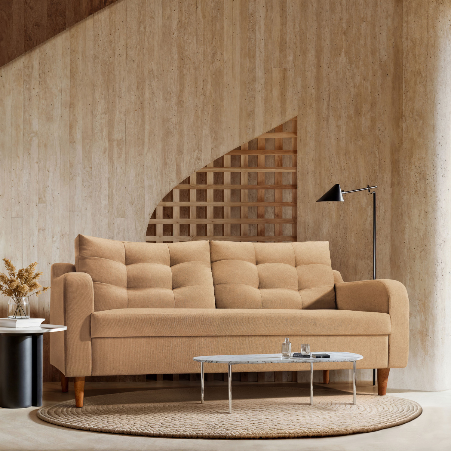 Ease Plus Fabric 3 Seater Sofa (Finish Color - Latte, DIY(Do-It-Yourself))