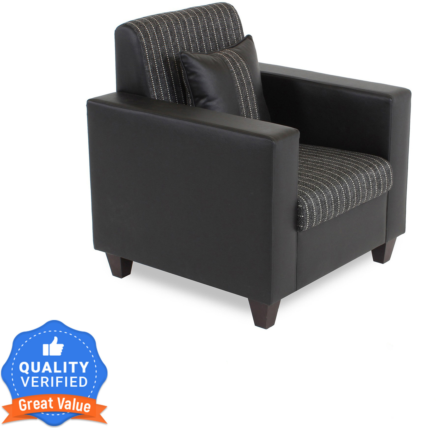 Image of Flipkart Perfect Homes Crete Leatherette and Fabric 1 Seater Sofa