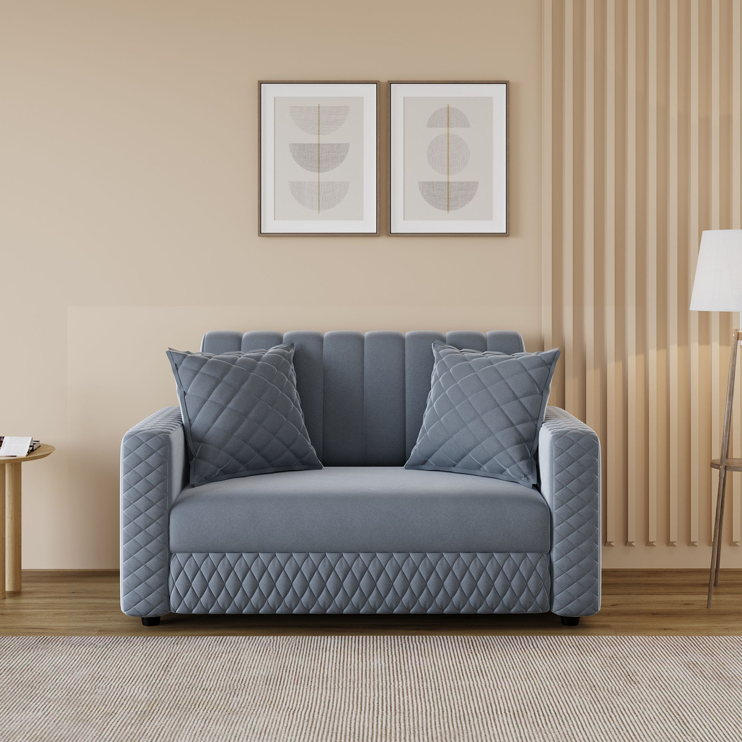 Image of RM HOME Fabric 2 Seater Sofa (Finish Color - Grey, DIY(Do-It-Yourself))
