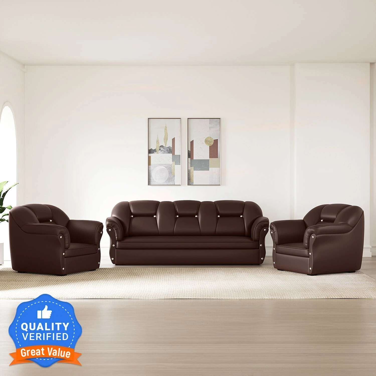 Image of BIHARFT Fabric 3 + 1 + 1 Sofa Set (GREEN, DIY(Do-It-Yourself))