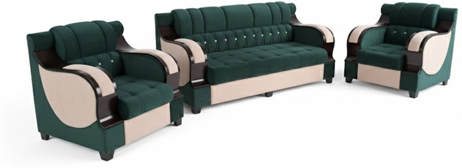 Image of BIHARFT Fabric 3 + 1 + 1 Sofa Set (GREEN, DIY(Do-It-Yourself))