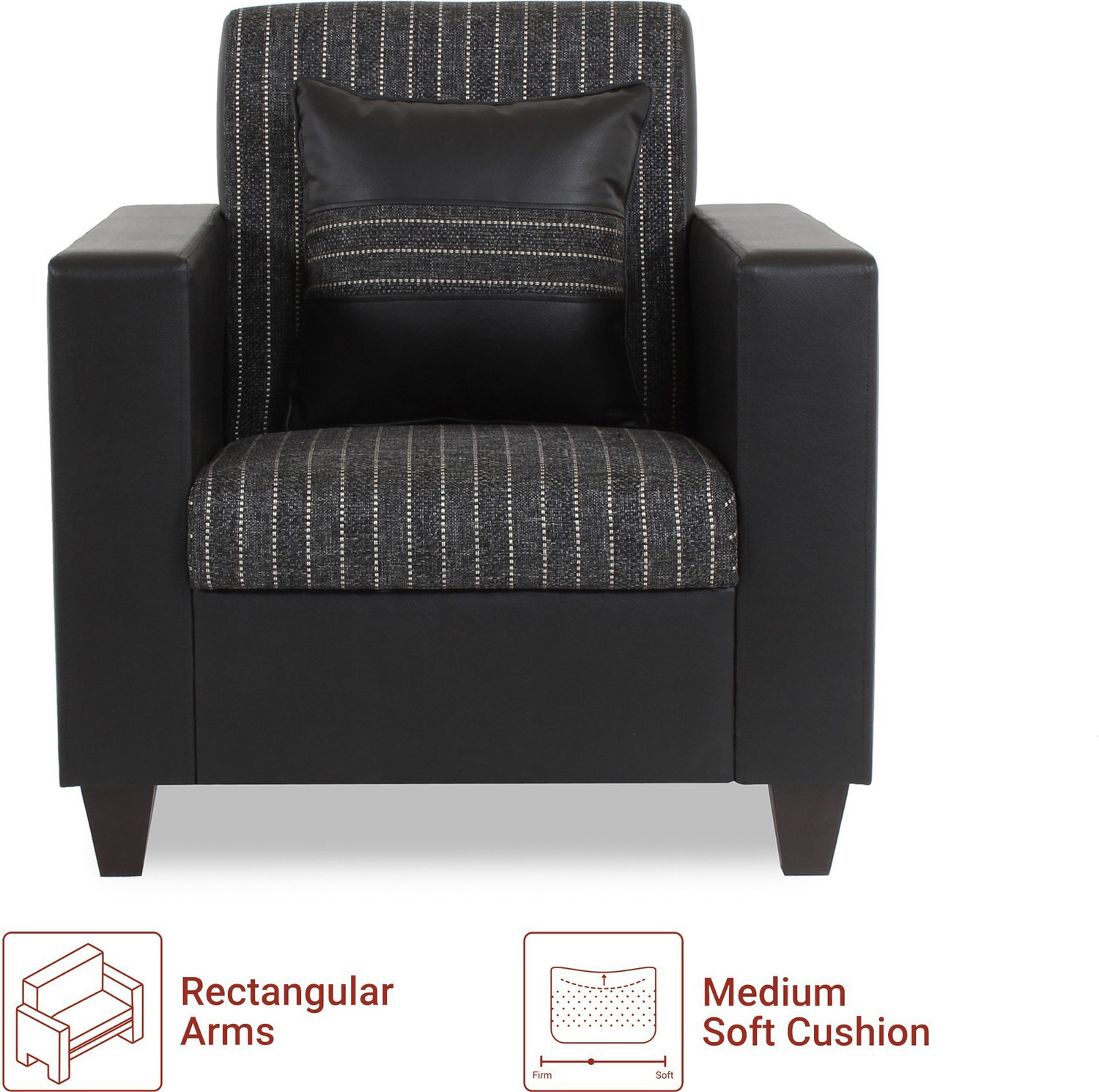 Image of Flipkart Perfect Homes Crete Leatherette and Fabric 1 Seater Sofa