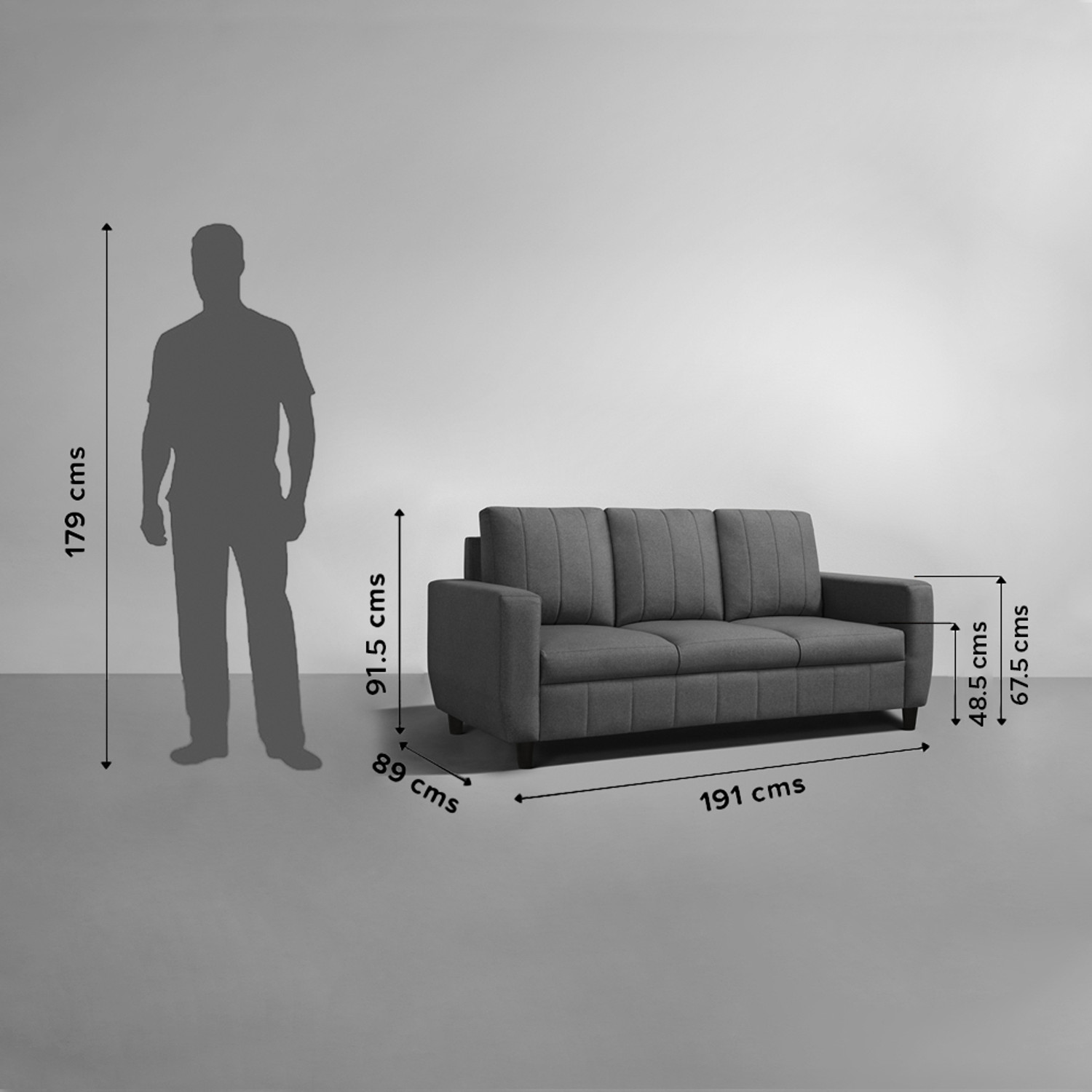 Image of Sleepyhead Bae Fabric 3 Seater Sofa