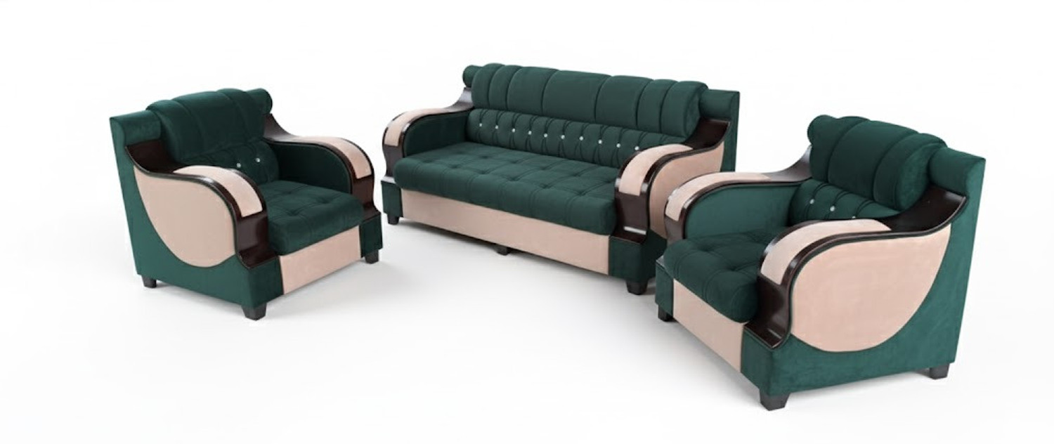 Image of BIHARFT Fabric 3 + 1 + 1 Sofa Set (GREEN, DIY(Do-It-Yourself))