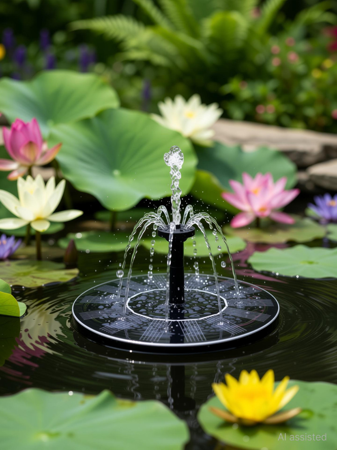 Image of Homehop Solar Water Fountain with 12V Submersible Pump Panel for Garden and Aquarium Solar Water Pump