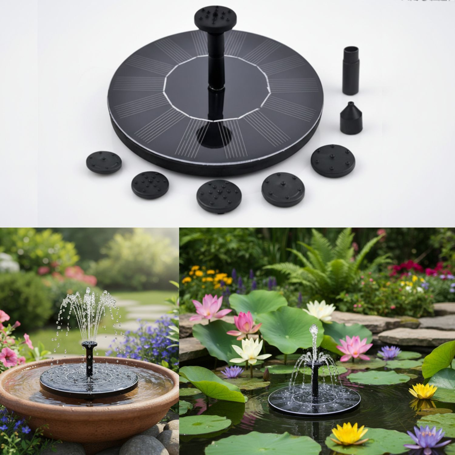 Image of Homehop Solar Water Fountain with 12V Submersible Pump Panel for Garden and Aquarium Solar Water Pump