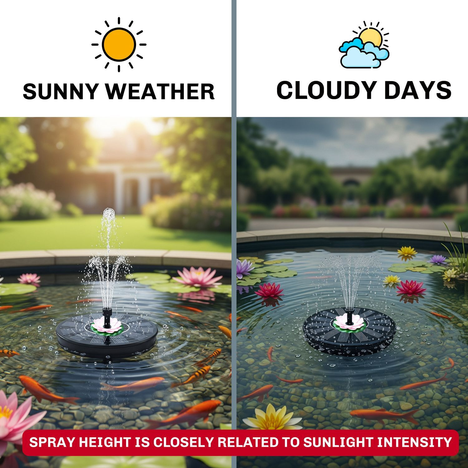 Image of Homehop Solar 12V Lotus Flower Water Pumps Fountain for Garden and Aquarium with panel Solar Water Pump