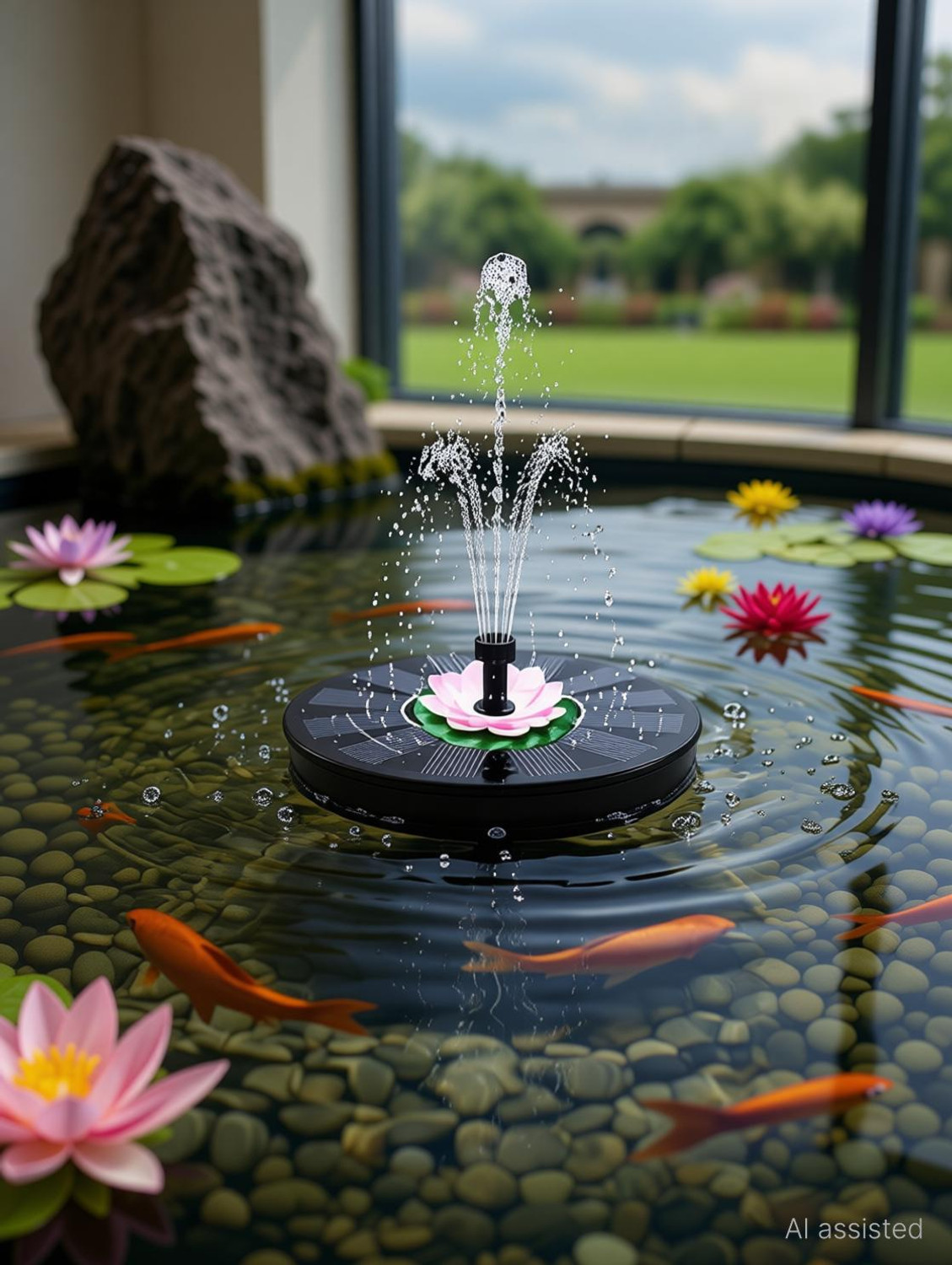 Image of Homehop Solar 12V Lotus Flower Water Pumps Fountain for Garden and Aquarium with panel Solar Water Pump