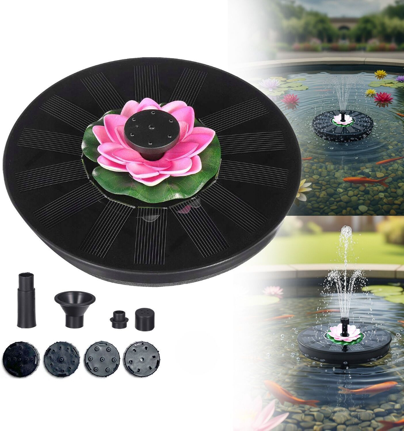 Image of Homehop Solar 12V Lotus Flower Water Pumps Fountain for Garden and Aquarium with panel Solar Water Pump