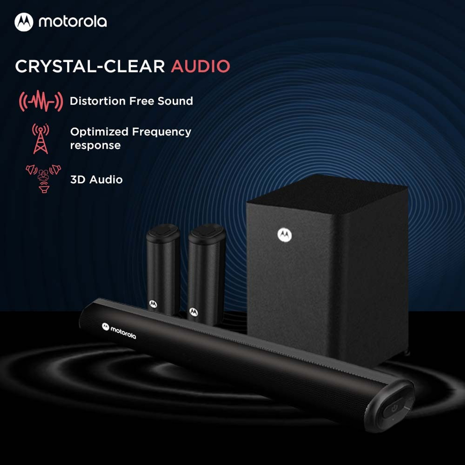 Image of MOTOROLA AmphisoundX Vibe Dolby Digital 500 W Bluetooth Soundbar