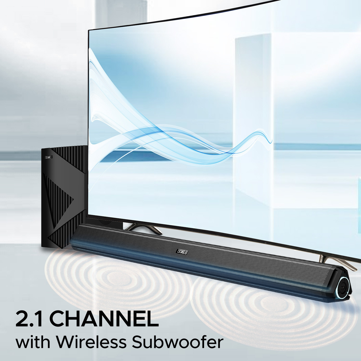 Image of boAt Aavante Bar Chord with Wireless Subwoofer and Dynamic LEDs 160 W Bluetooth Soundbar