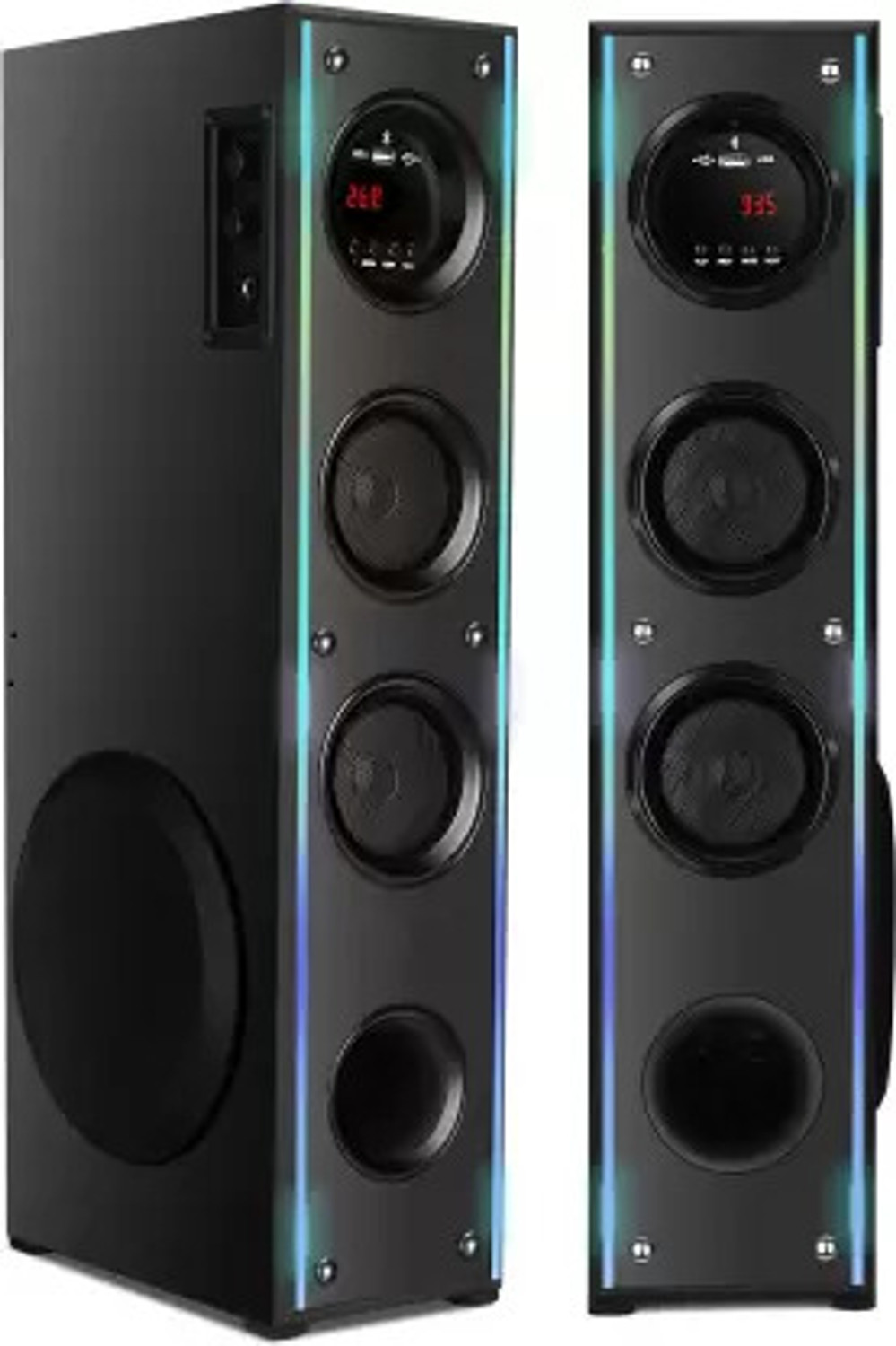 Image of TRONICA Dhwani DJ Bluetooth Tower Speaker with Mic, USB, SD, FM, AUX, TV & Remote 44 W Bluetooth Party Speaker (Black, 2.0 Channel)