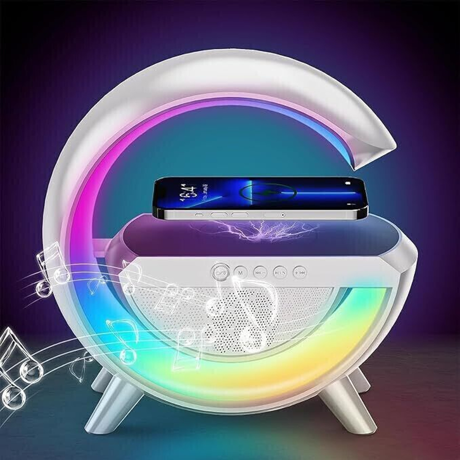 Image of Acer AlarmClock|15W wlessCharger|13 RGB Effect|1800mah|White |12 /24H|LED Display 10 W Bluetooth Speaker (White, Stereo Channel)