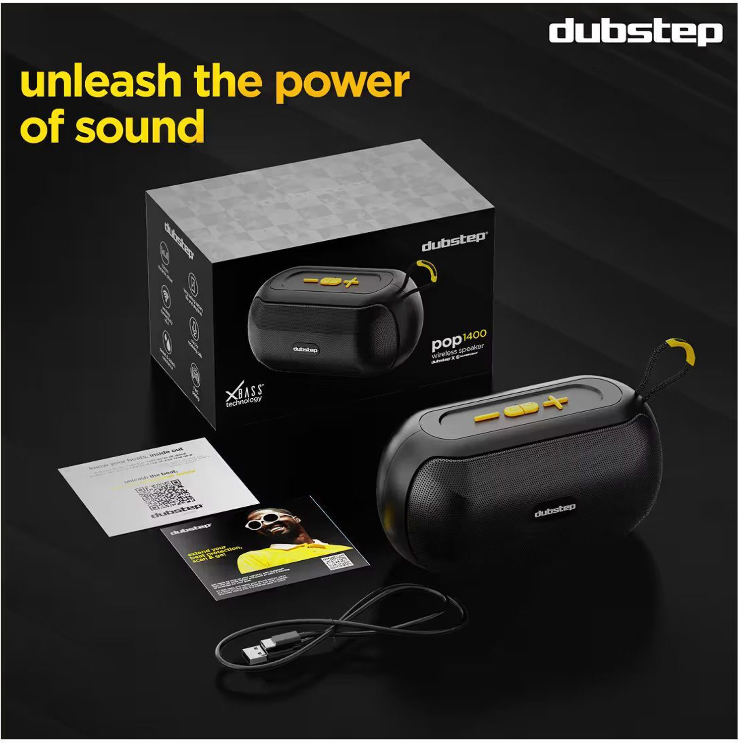 Image of Dubstep POP 1400 (14W 6hr Playtime )52mm drivers 14 W Bluetooth Home Audio Speaker (Black, 2.0 Channel)