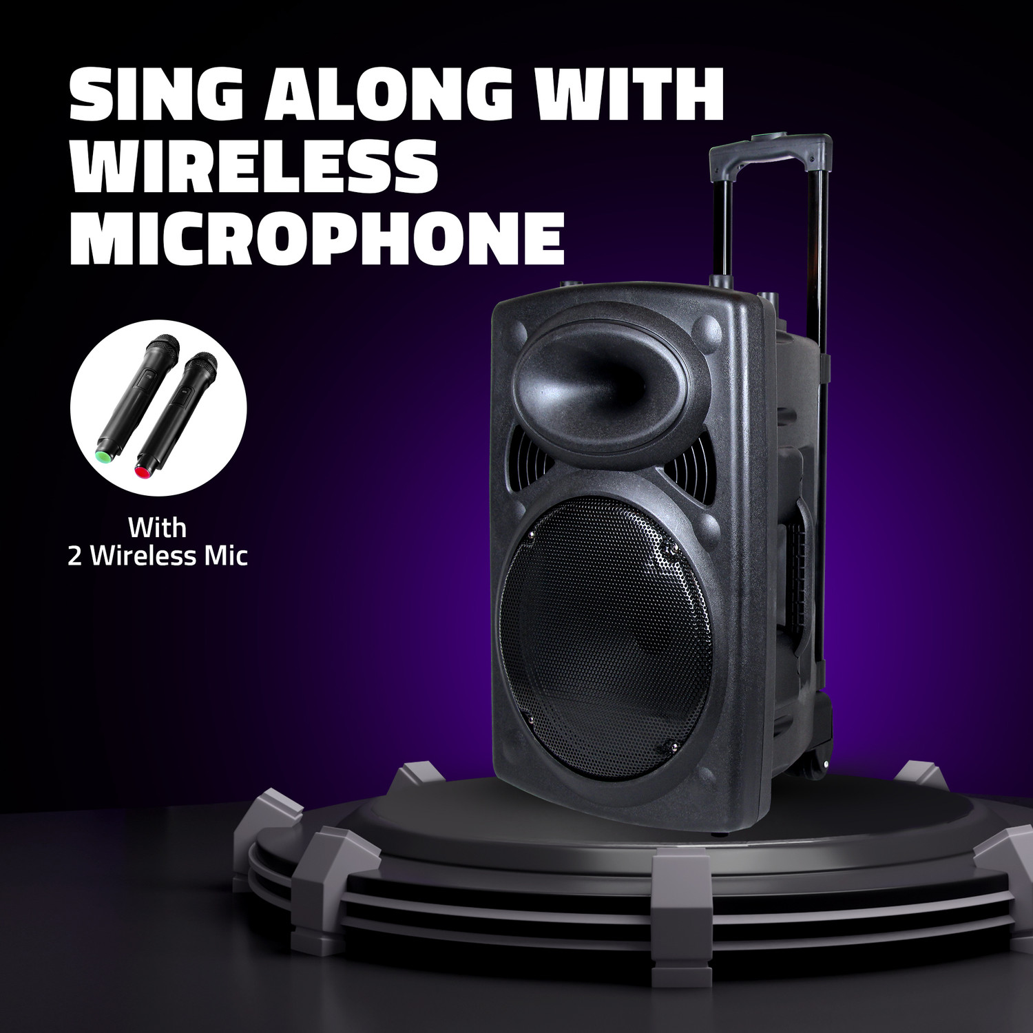 Image of artis BT912 Wireless Trolley Speaker with USB /FM /TF card Reader /AUX In /Mic In 60 W Portable Bluetooth Party Speaker (Black, Stereo Channel)