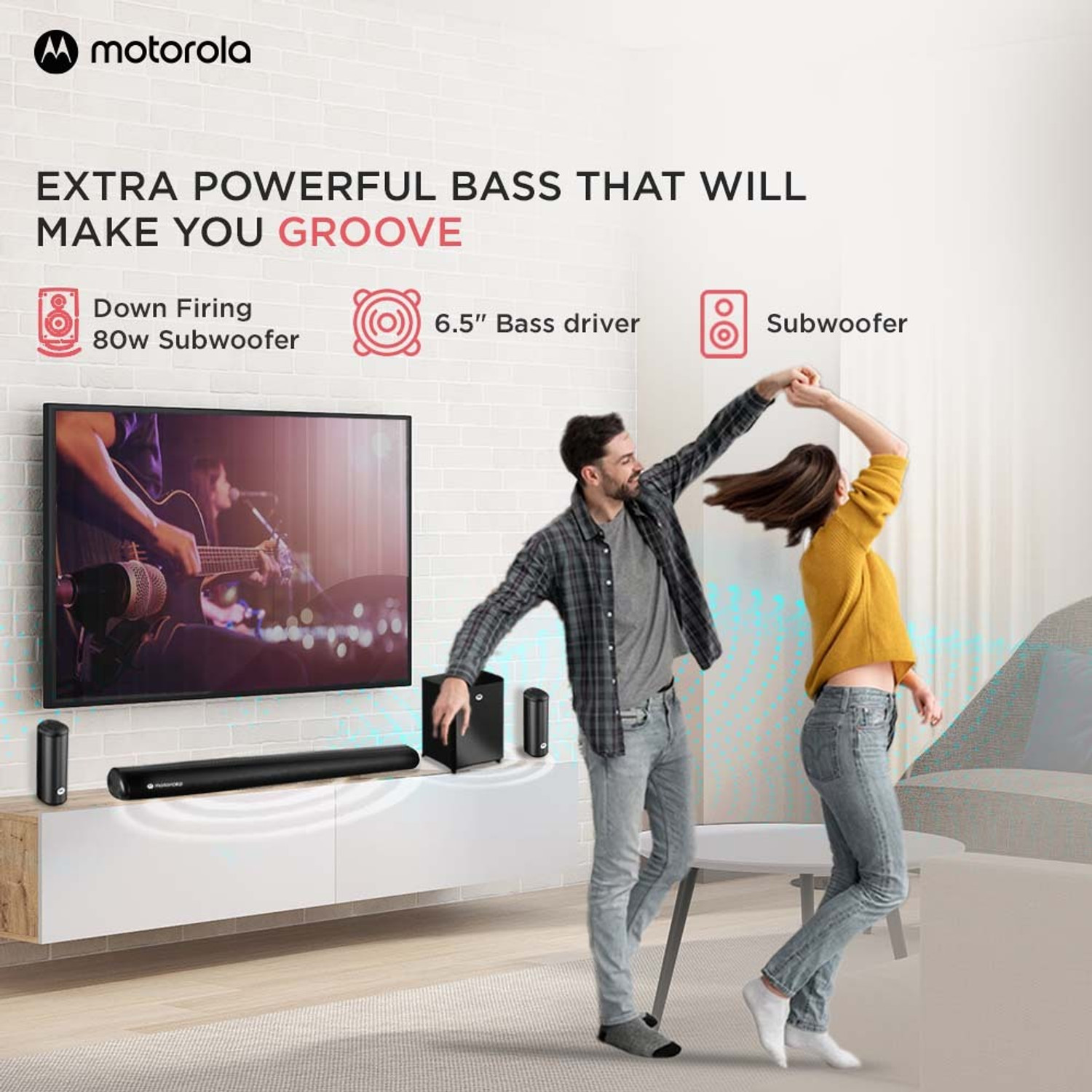 Image of MOTOROLA AmphisoundX Vibe Dolby Digital 500 W Bluetooth Soundbar