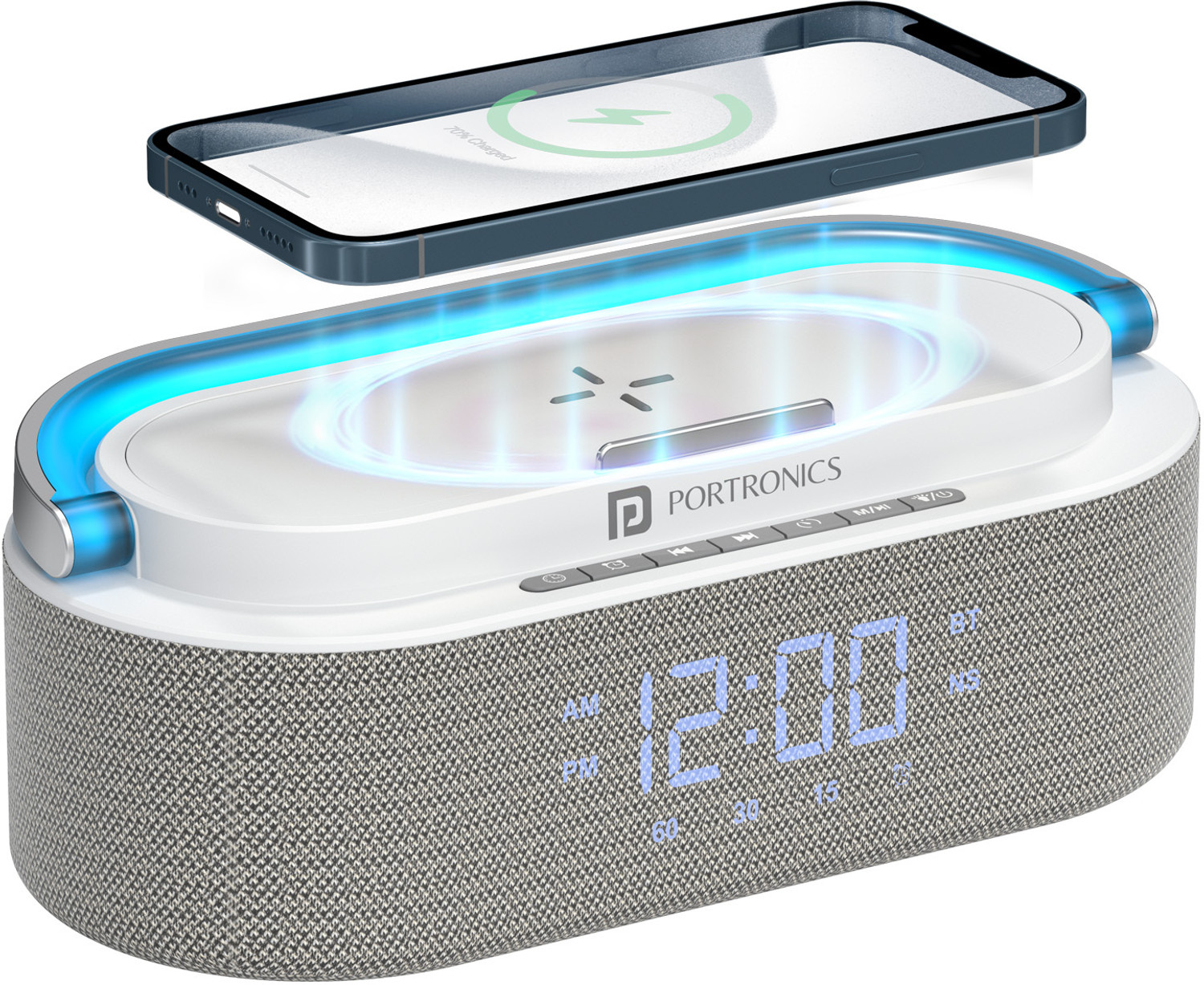Image of Acer AlarmClock|15W wlessCharger|13 RGB Effect|1800mah|White |12 /24H|LED Display 10 W Bluetooth Speaker (White, Stereo Channel)