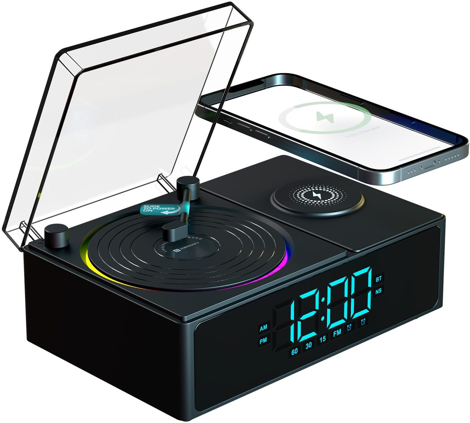 Image of Acer AlarmClock|15W wlessCharger|13 RGB Effect|1800mah|White |12 /24H|LED Display 10 W Bluetooth Speaker (White, Stereo Channel)