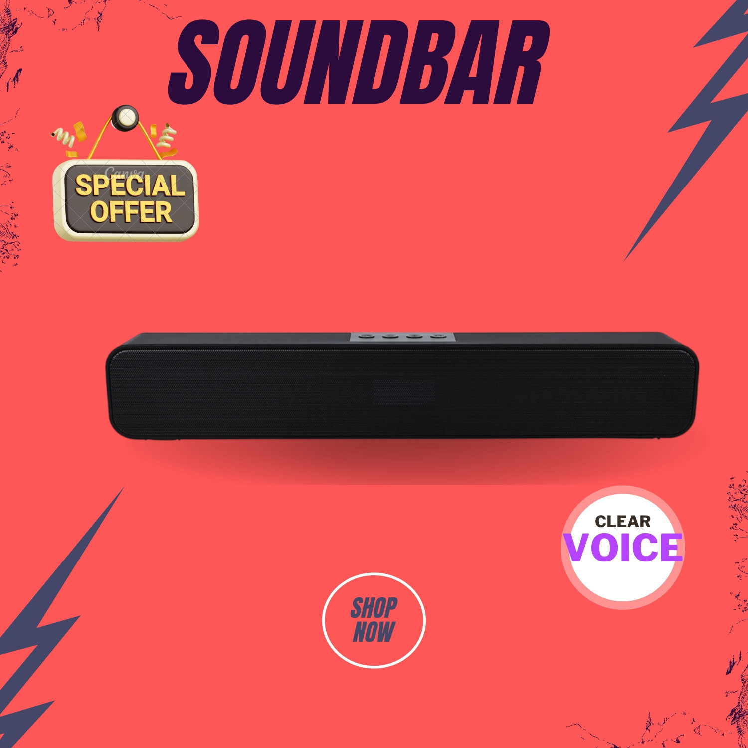 Image of CYOMI CY 684 v5.1 Wireless Sound bar Speaker with 8Hr Playtime 10 W Bluetooth Soundbar (Black, 5.1 Channel)