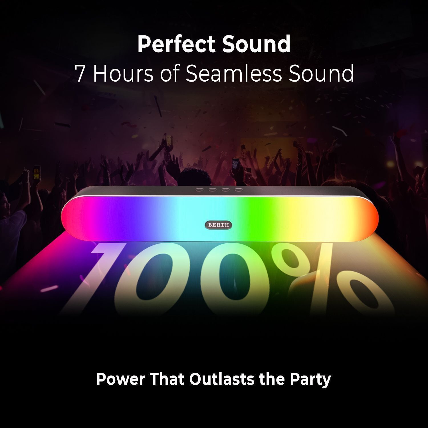 Image of BERTH Venero SB 75 Wireless for TV, Powerful Bass Home Theatre Speaker With RGB light 16 W Bluetooth Soundbar (Multicolor, 2.0 Channel)