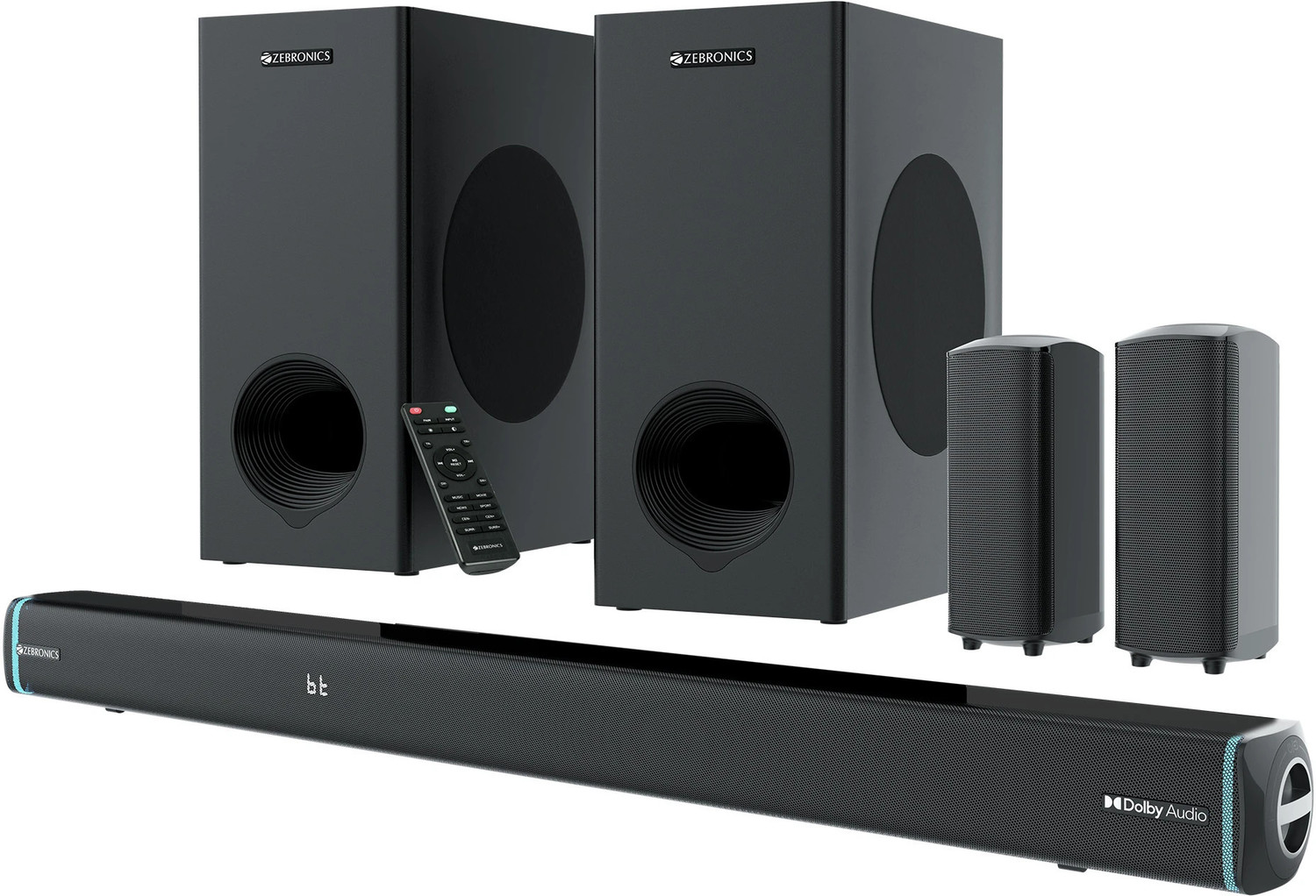 ZEBRONICS JUKE Bar 9552 (SBSPK C7), Dolby Audio, Dual Wireless Subwoofer & Satellite 625 W Bluetooth Soundbar