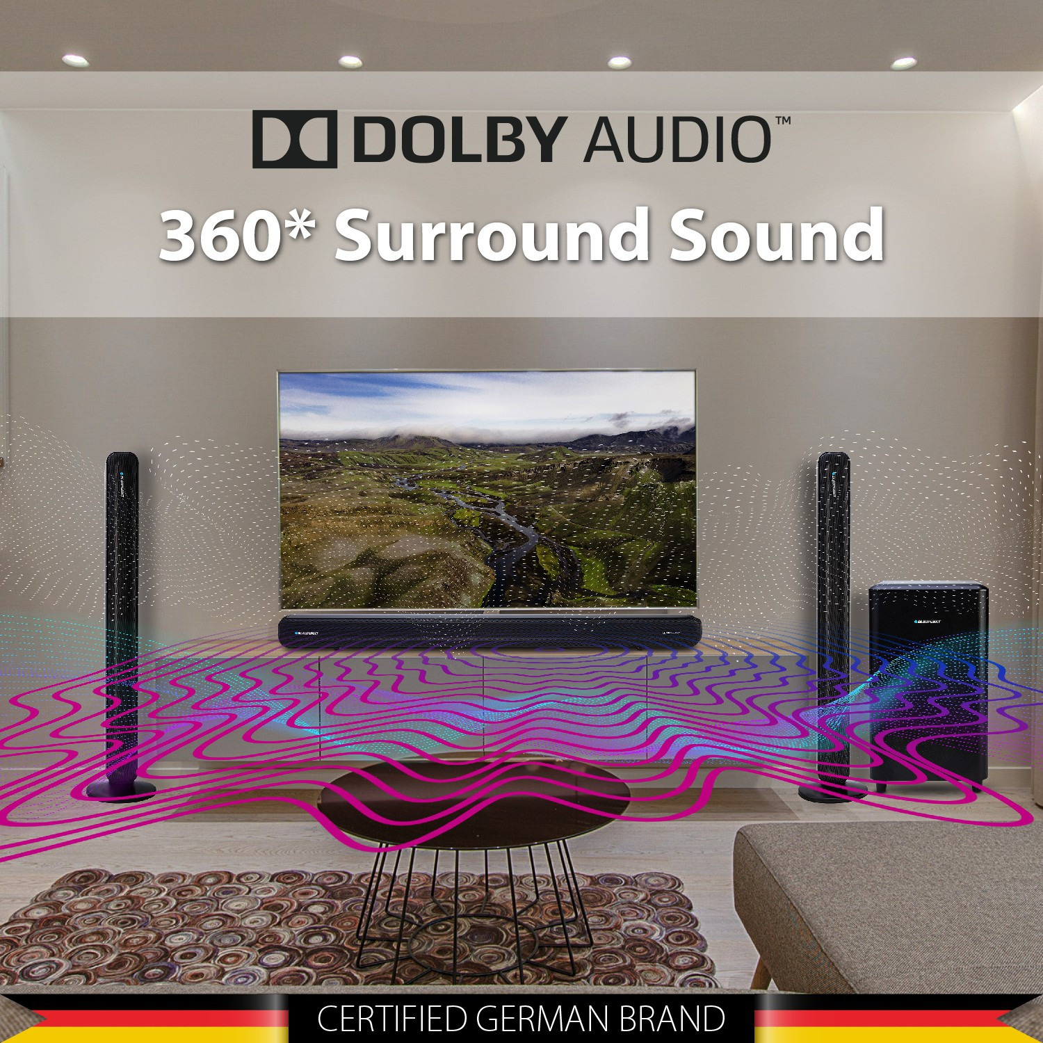 Image of Blaupunkt SBW600 5.1 Dolby Audio 600W Home Theater Soundbar with Wireless Rear Satellites 600 W Bluetooth Home Theatre