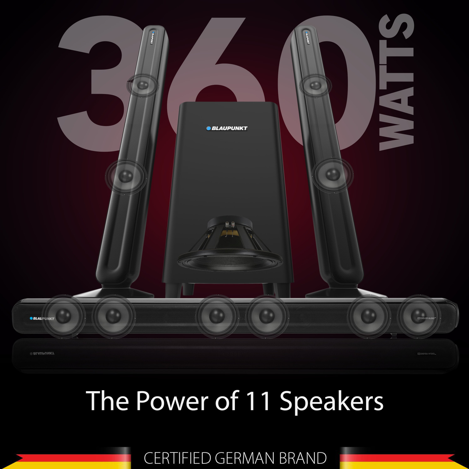 Image of Blaupunkt SBW600 5.1 Dolby Audio 600W Home Theater Soundbar with Wireless Rear Satellites 600 W Bluetooth Home Theatre